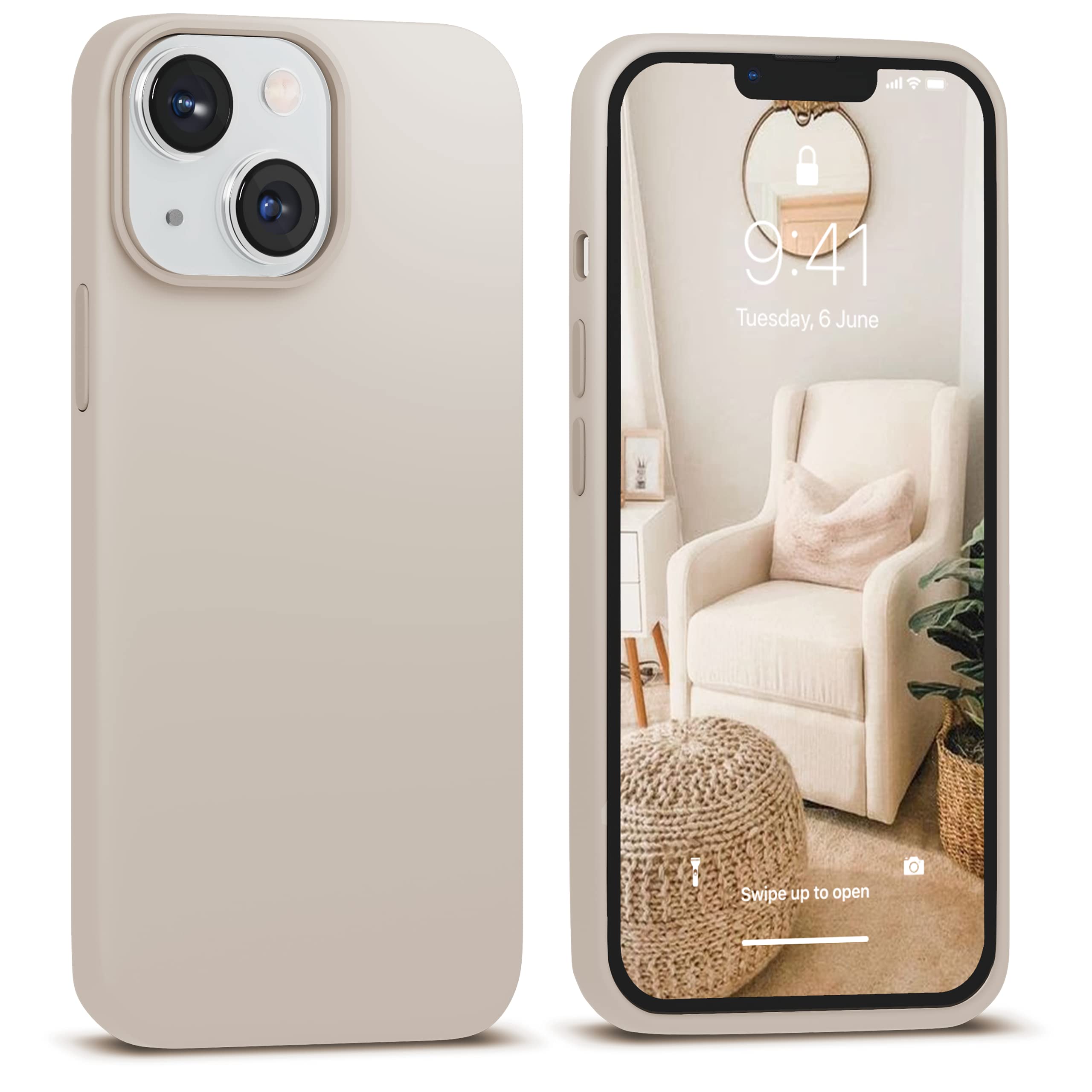 Icesword Iphone 13 Mini Case Stone, Silicone Phone Cases Cover Ultra, Slim Shockproof Protective [Soft Anti Scratch Microfiber L
