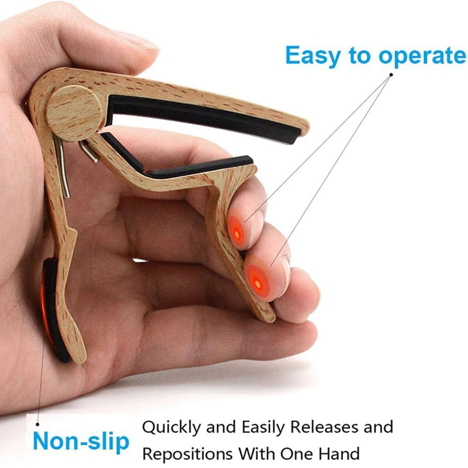 Wingo Guitar Capo For Acoustic And Electric Guitar With 5 Picks, Burlywood