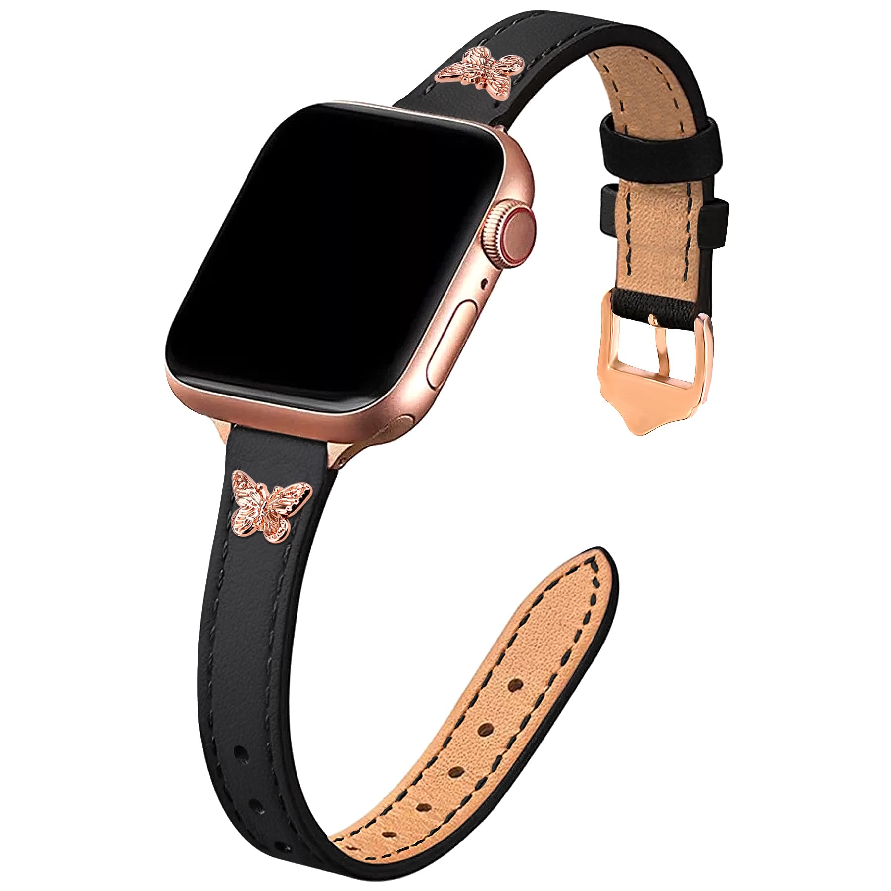 Jr.Dm Slim Leather Bands Compatible With Apple Watch Band 38Mm 40Mm 41Mm 42Mm 44Mm 45Mm 46Mm 49Mm, Top Genuine Leather Band With
