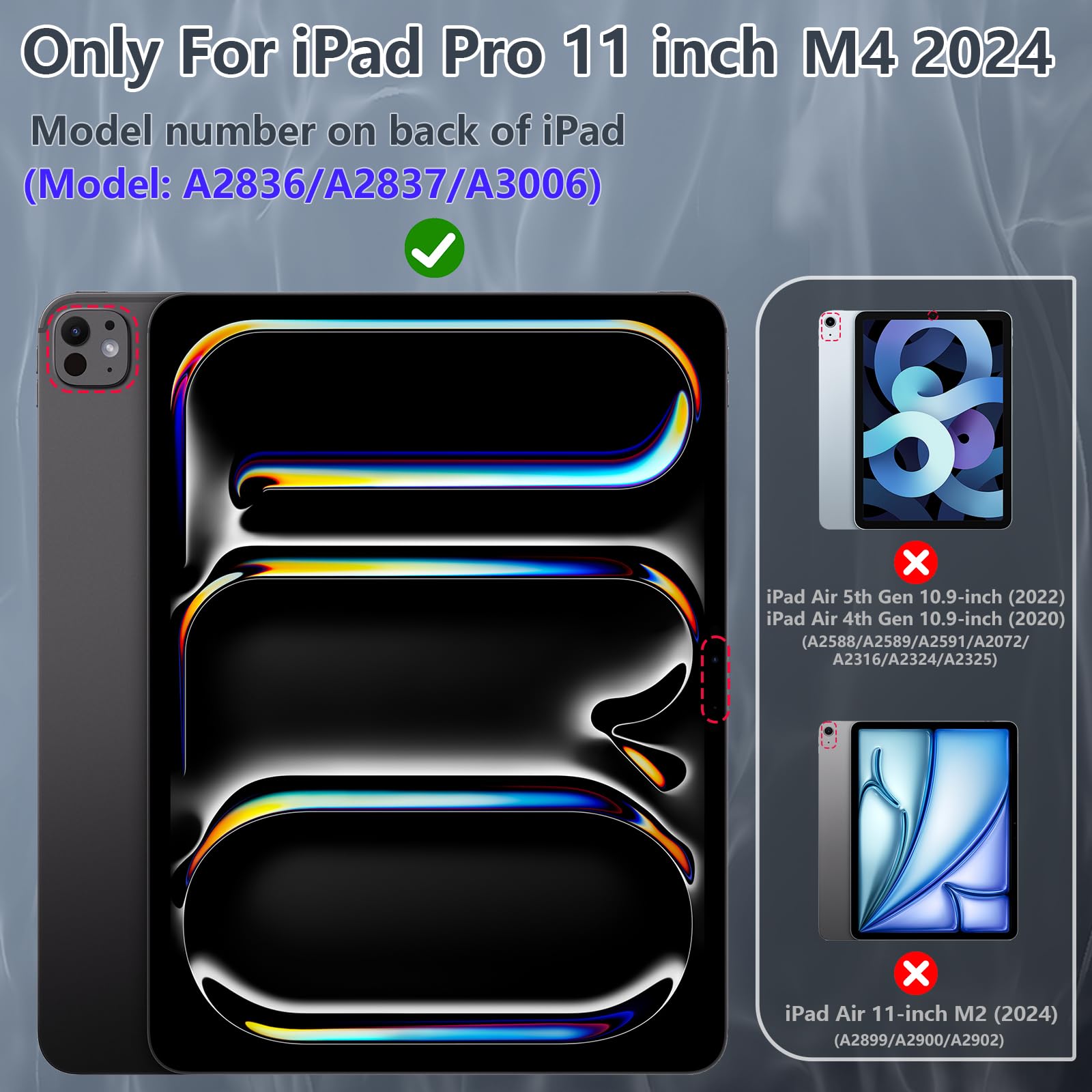 Tsqqst Case For Ipad Pro 11 Inch (M4) Case 2024 5Th Generation, Shockproof Protective Case With Pencil Holder Screen Protector,