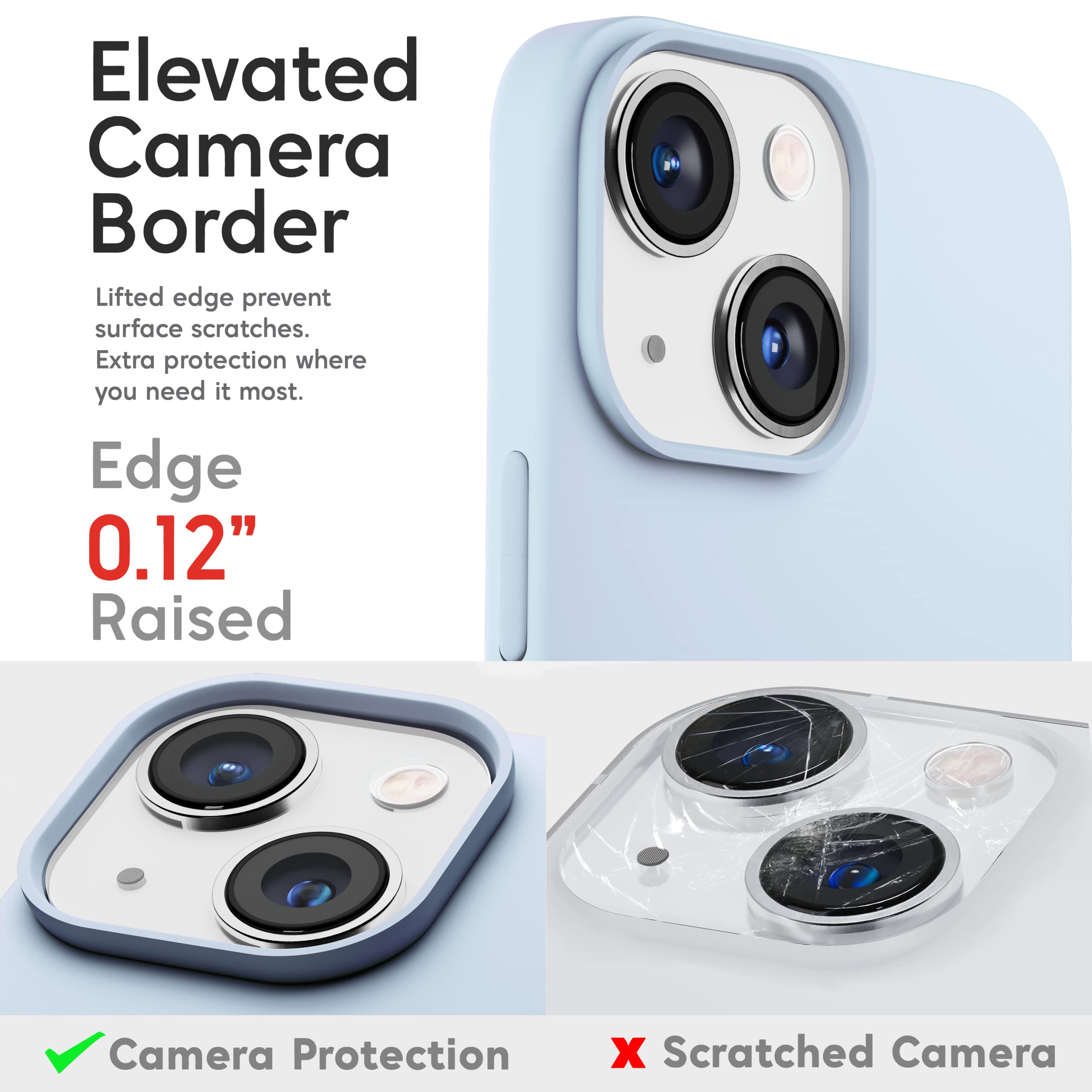 IceSword iPhone 14 Liquid Silicone Case Slim Shockproof with Microfiber Lining Baby Blue 6.1 inch