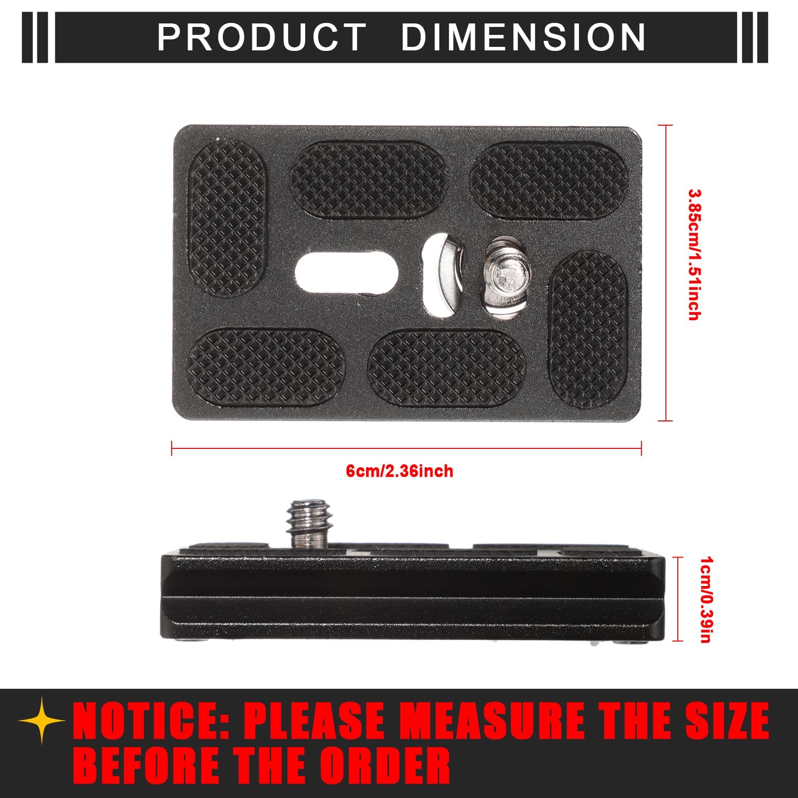 Frienda 2 Pieces Metal Quick Release Plate With 1/4'' 20 Camera Screw Tripod Mount Plate Fits Standard For Dslr Camera Tripod Ball Head(Black,Pu60)