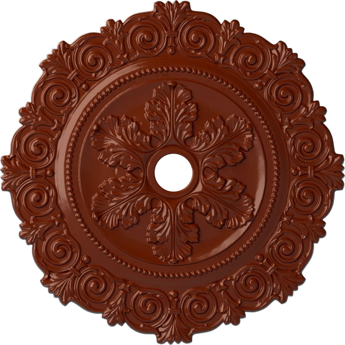 Ekena Millwork CM33SCFIF 33-1/4 x 3-5/8 x 1 Scroll Medallion Ceiling Medallion, Firebrick