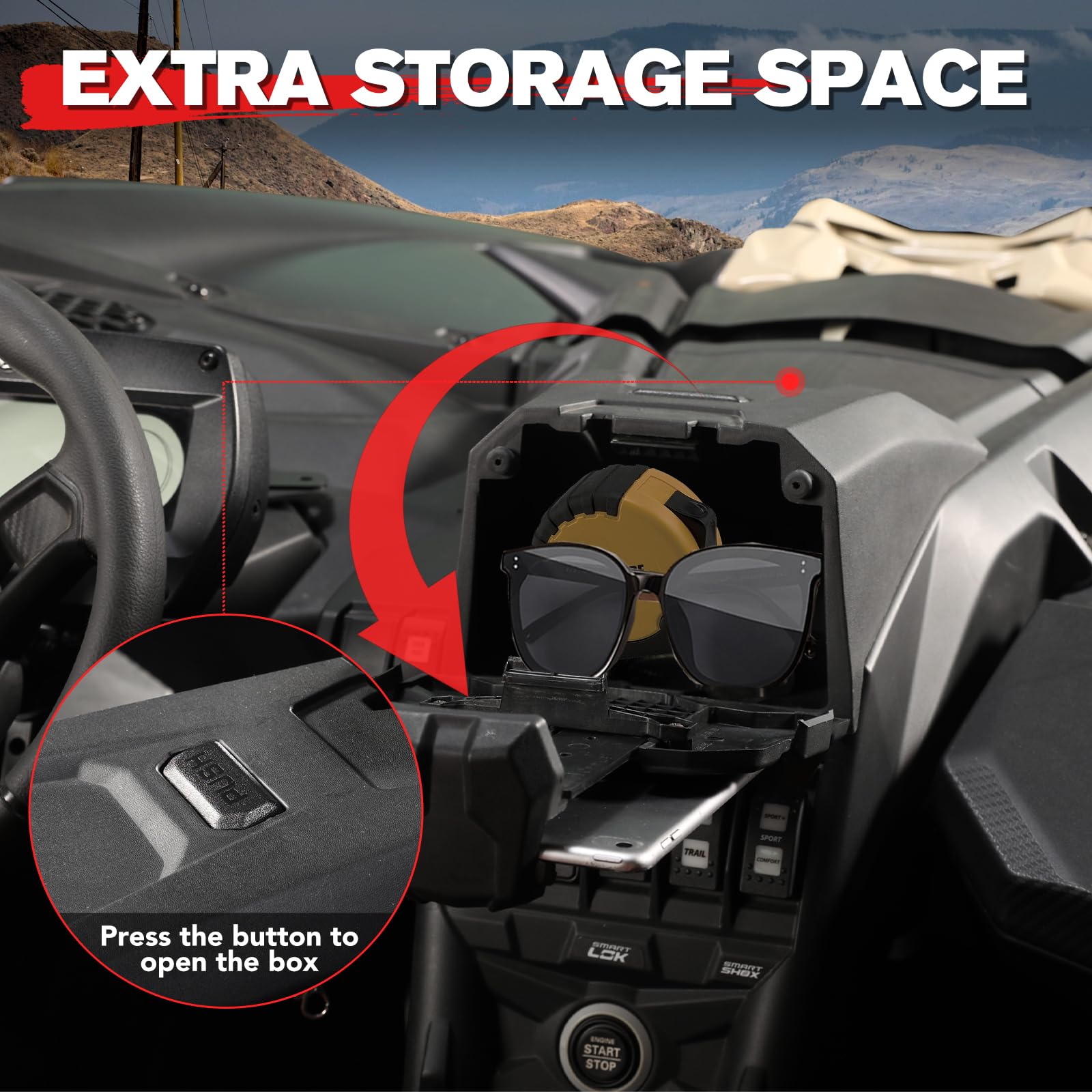 A & Utv Pro X3 Electronic Device Tablet Holder, Phone Ipad Gps Holder Compatible With 2017 2024 Can Am Maverick X3 Storage Box A