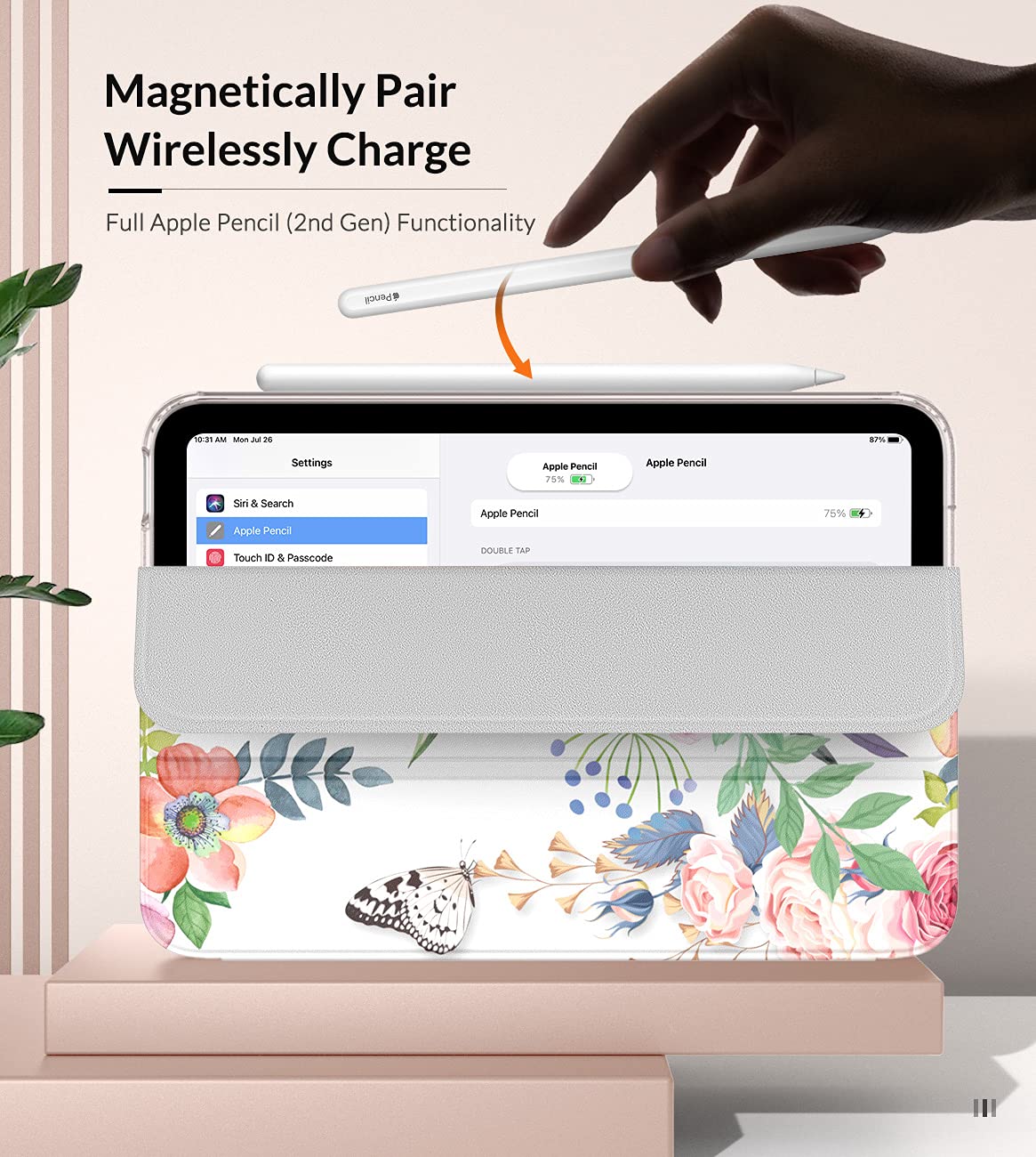 MoKo Case Fit New iPad Mini 7 (A17 Pro) 2024, iPad Mini 6th Generation Case 2021 (8.3 inch), iPad Mini 6 Case, Soft TPU Translucent Frosted Back Cover Case for iPad Mini 7th, Fragrant Flowers