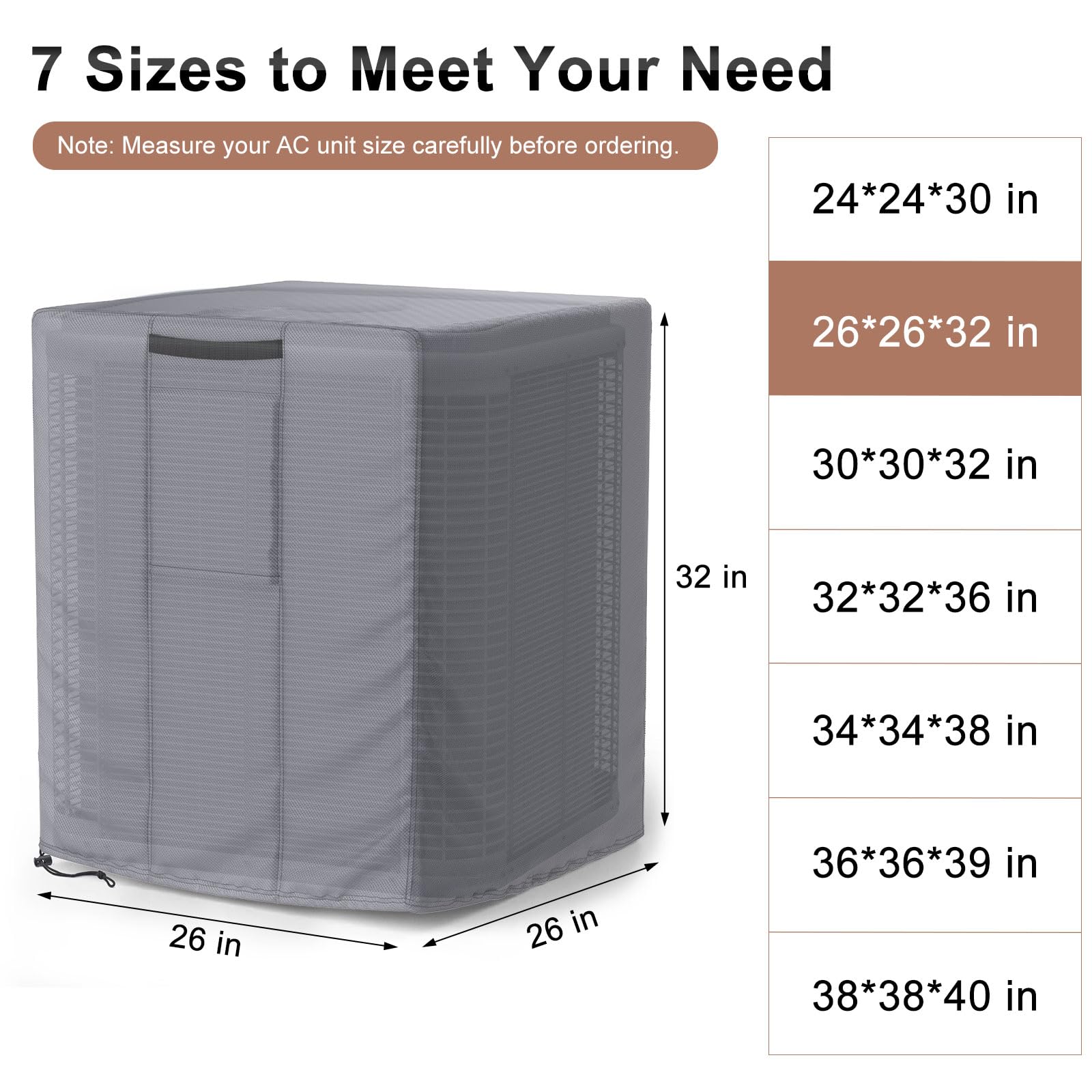 Mrrihand Central Air Conditioner Cover For Outside Units Waterproof Heavy Duty Ac Unit For Outdoor Large Ac Cover For Winter (26