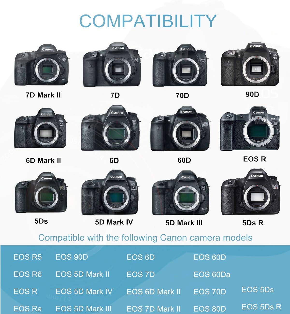 Kimaru Ack E6 Dr E6 Dc Coupler Lp E6 Lp E6N Dummy Battery Ac Power Adapter Kit For Canon Eos R R5 R6 R7,80D 70D 60D 90D,5D Mark Ii Iii Iv,6D 7D,6D Mark Ii,7D Mark Ii,60Da 5Ds 5Ds R Cameras.