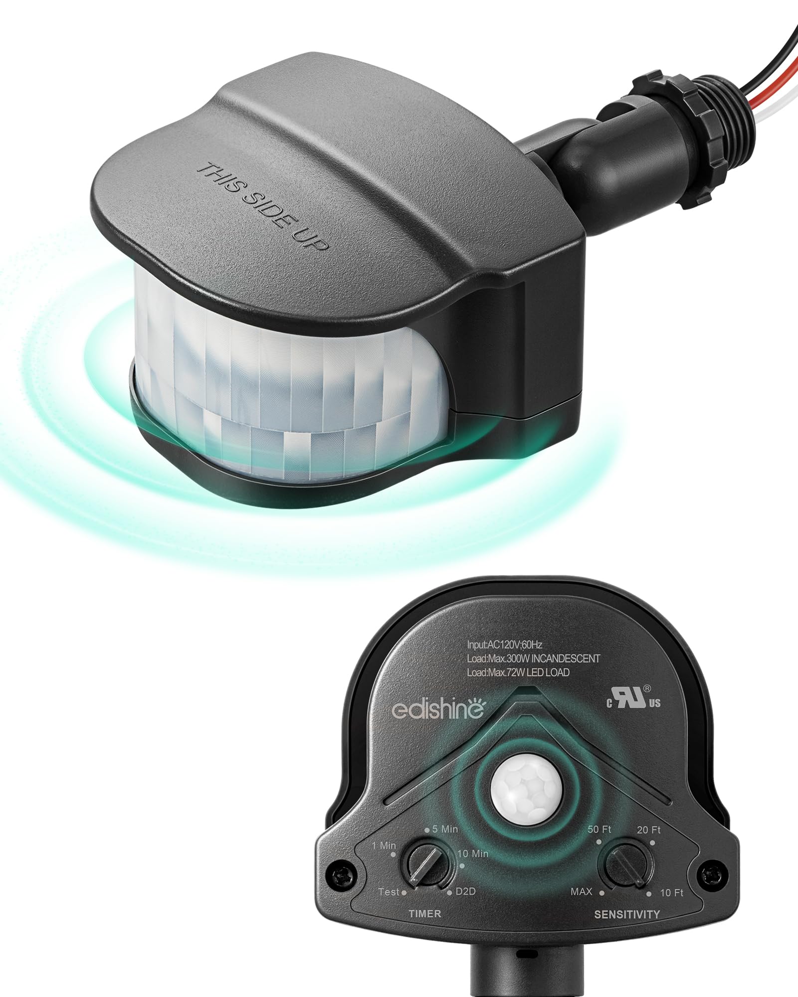 Edishine Motion Sensor, 240 & 360 Sensing Angle, Outdoor Motion Sensor 3 Modes, Replacement Motion Sensor, Automatic Dusk To Daw