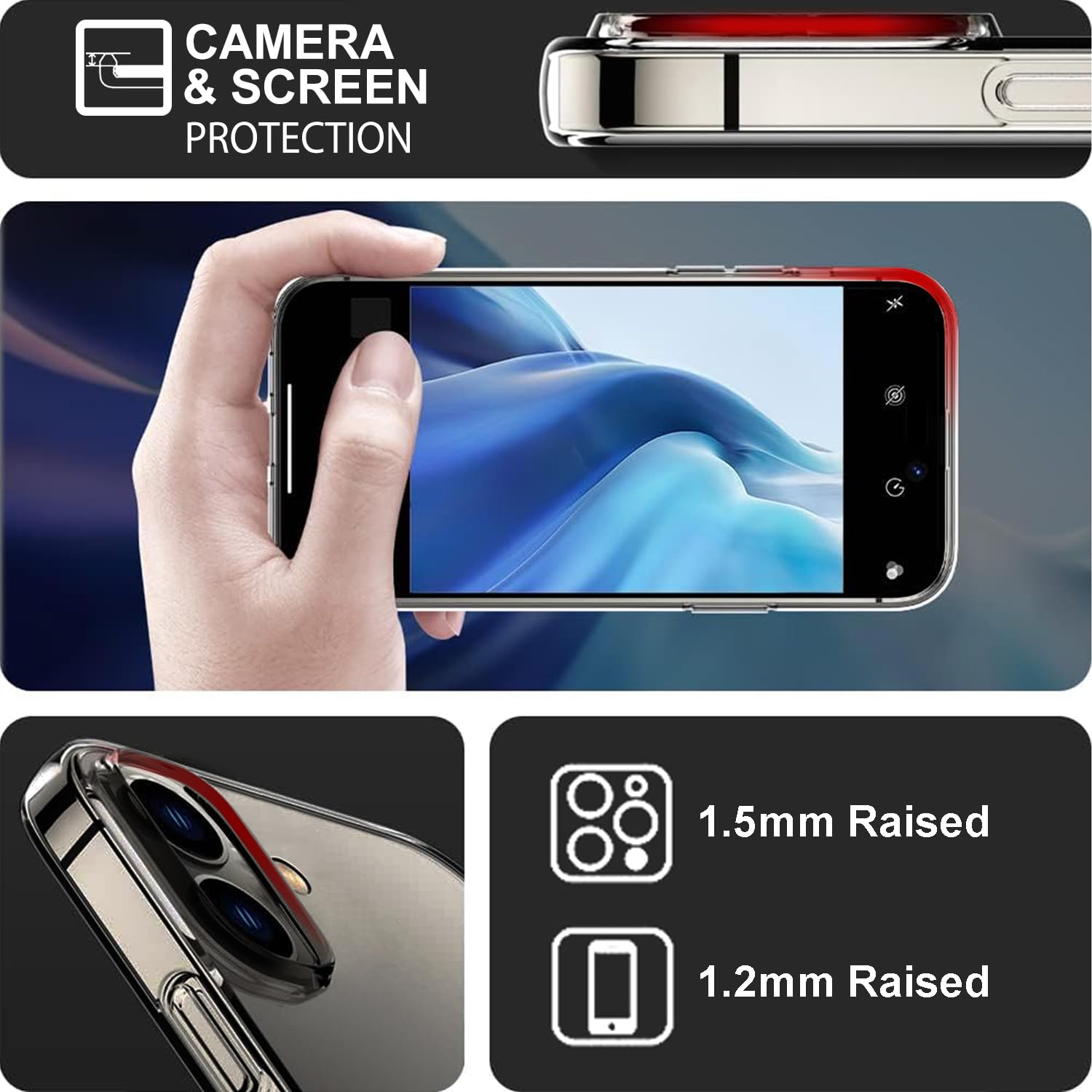 Tenoc Phone Case Compatible With Iphone 16 Plus, Gray Case Clear Shockproof Protective Bumper Slim Cover For 6.7 Inch