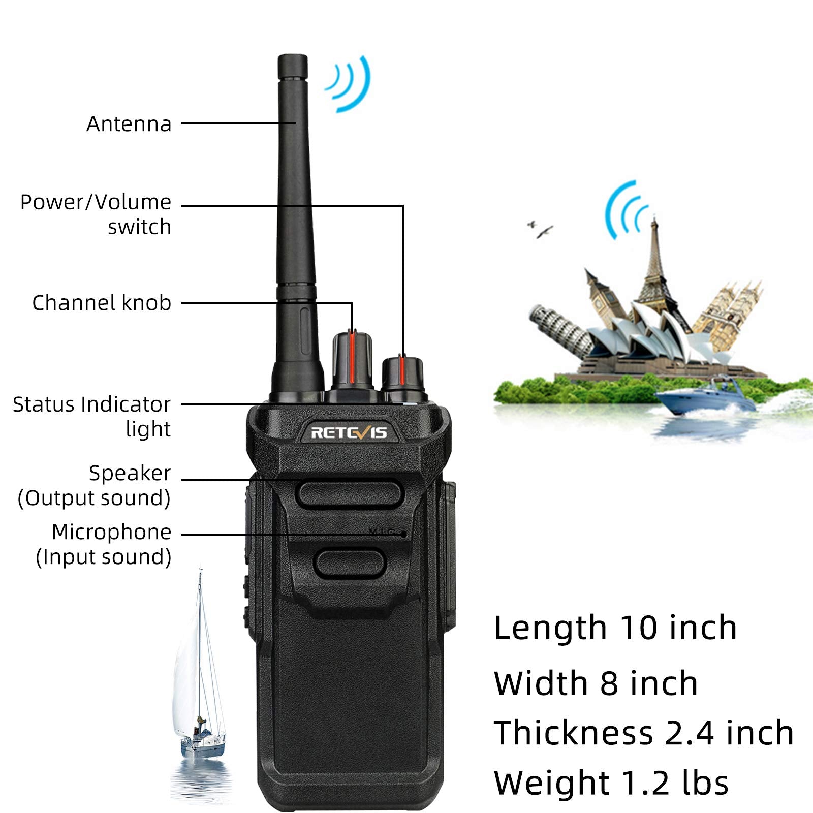 Retevis Rt48 Walkie Talkie Waterproof,Walkie Talkies For Adults,Long Range,Rugged,Portable Frs Two Way Radios For Commercial Construction School(10 Pack)
