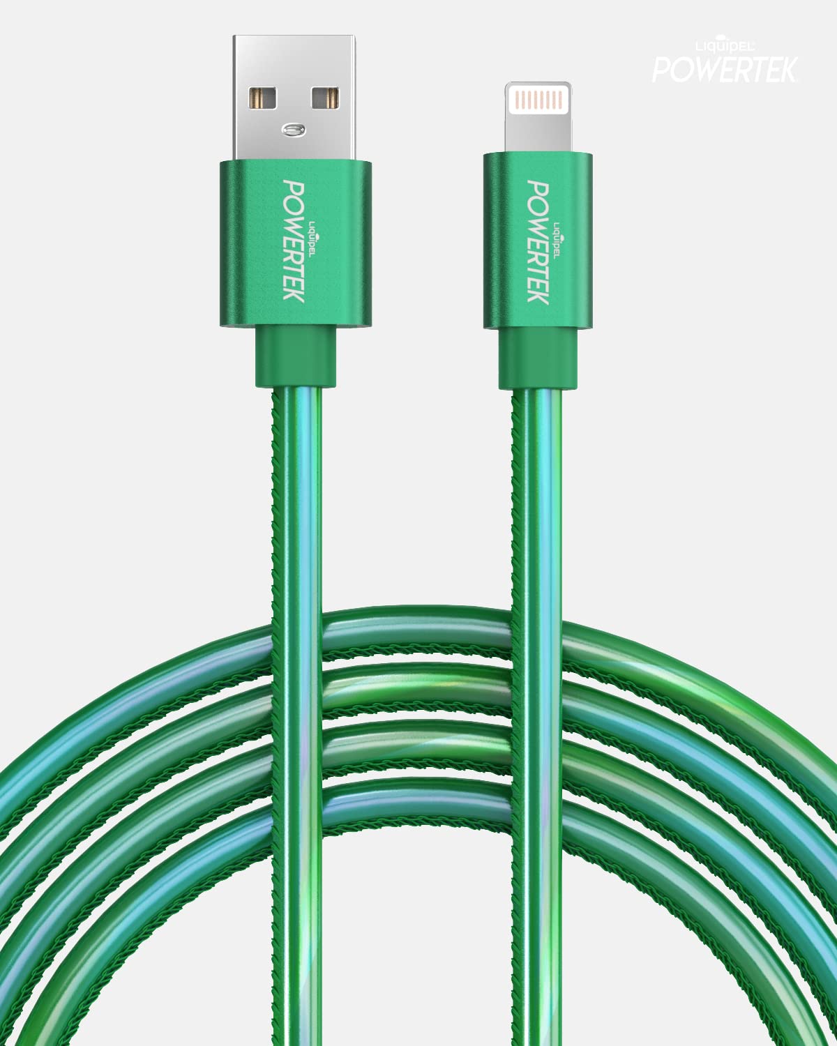 Liquipel Powertek Iphone Charger Cable, 6 Ft Fast Charging Lightning To Usb Cord Adapter, Compatible For Ipad, Mfi Certified, Metallic Shine (Green)