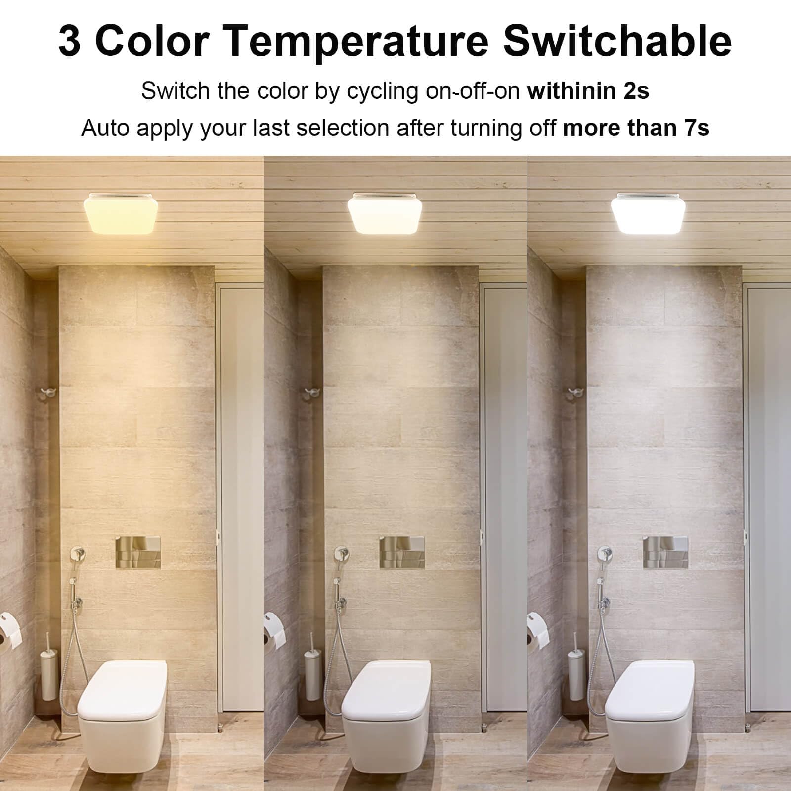 Joeaonz Bathroom Exhaust Fan With Light 110 Cfm Household Quiet With Color Change, 3000K/4000K/5500K 1000Lm, 3 Color Temperature