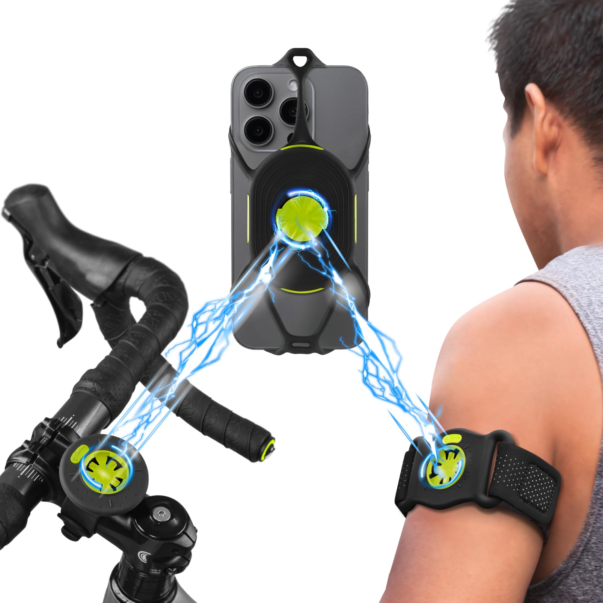 Bone Run + Bike Tie Connect Kit 2 Magnetic, 2-In-1 Magnetic Running & Bike Phone Holder, Detachable & Rotatable 360 Sport Armban