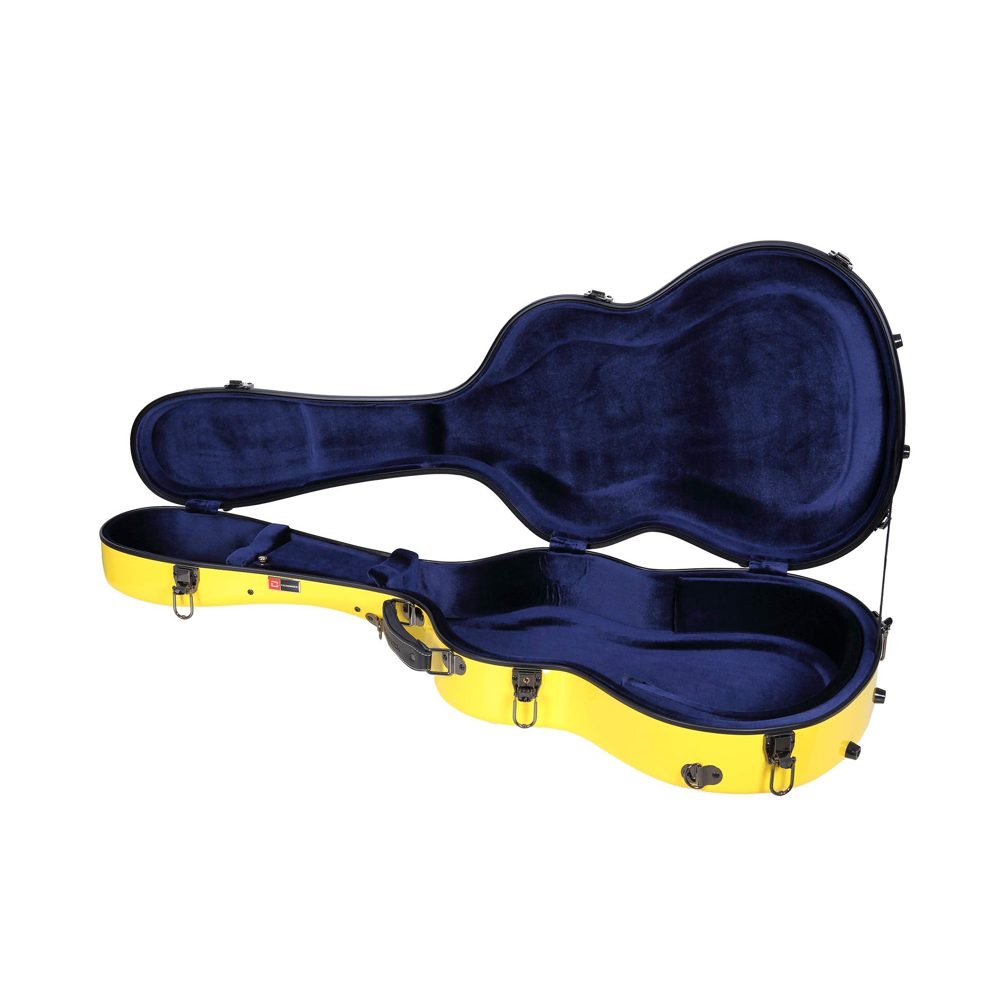 Crossrock Deluxe Fiberglass Classical Guitar Case, 4/4 Full Size, Yellow (Crf2020Cyl)