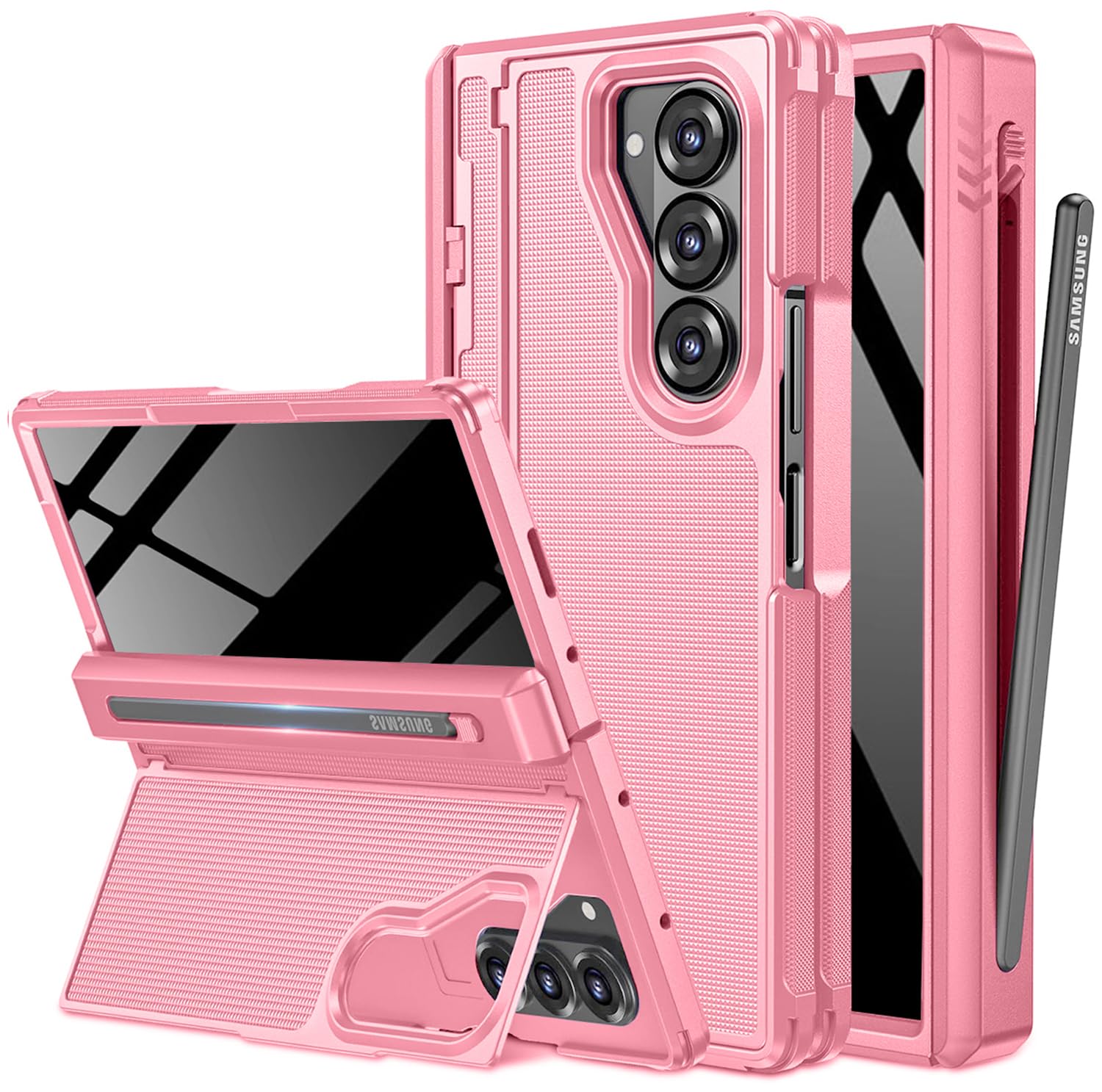 NINKI for Samsung Galaxy Z Fold 7 Case with S Pen Holder & Invisible Kickstand,Built in Privacy Screen Protector and Hinge,Shock