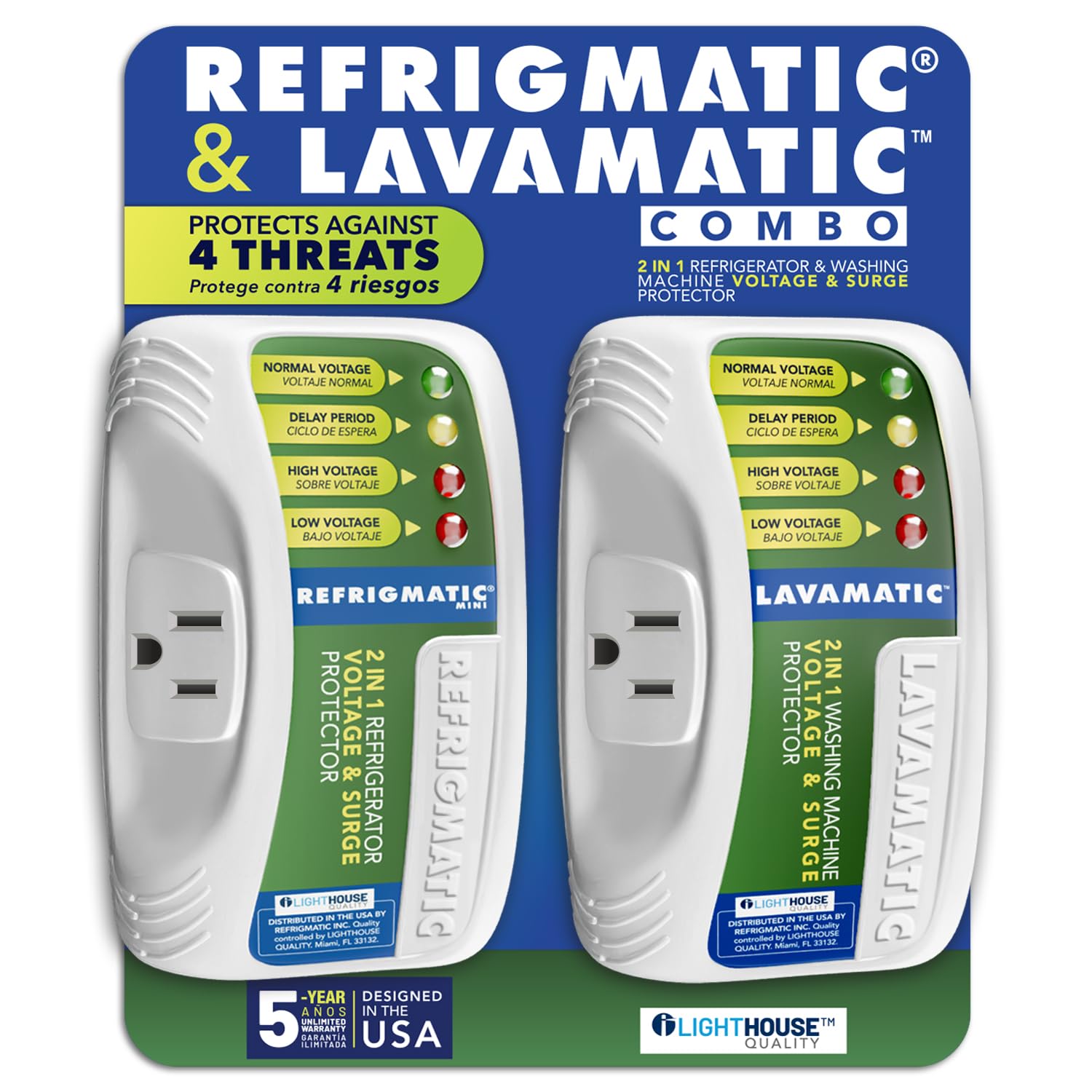Two Electronic Voltage & Surge Protector Combo�  Protect Your Refrigerator And Washing Machine Against High And Low Voltage, Brownouts And Spikes