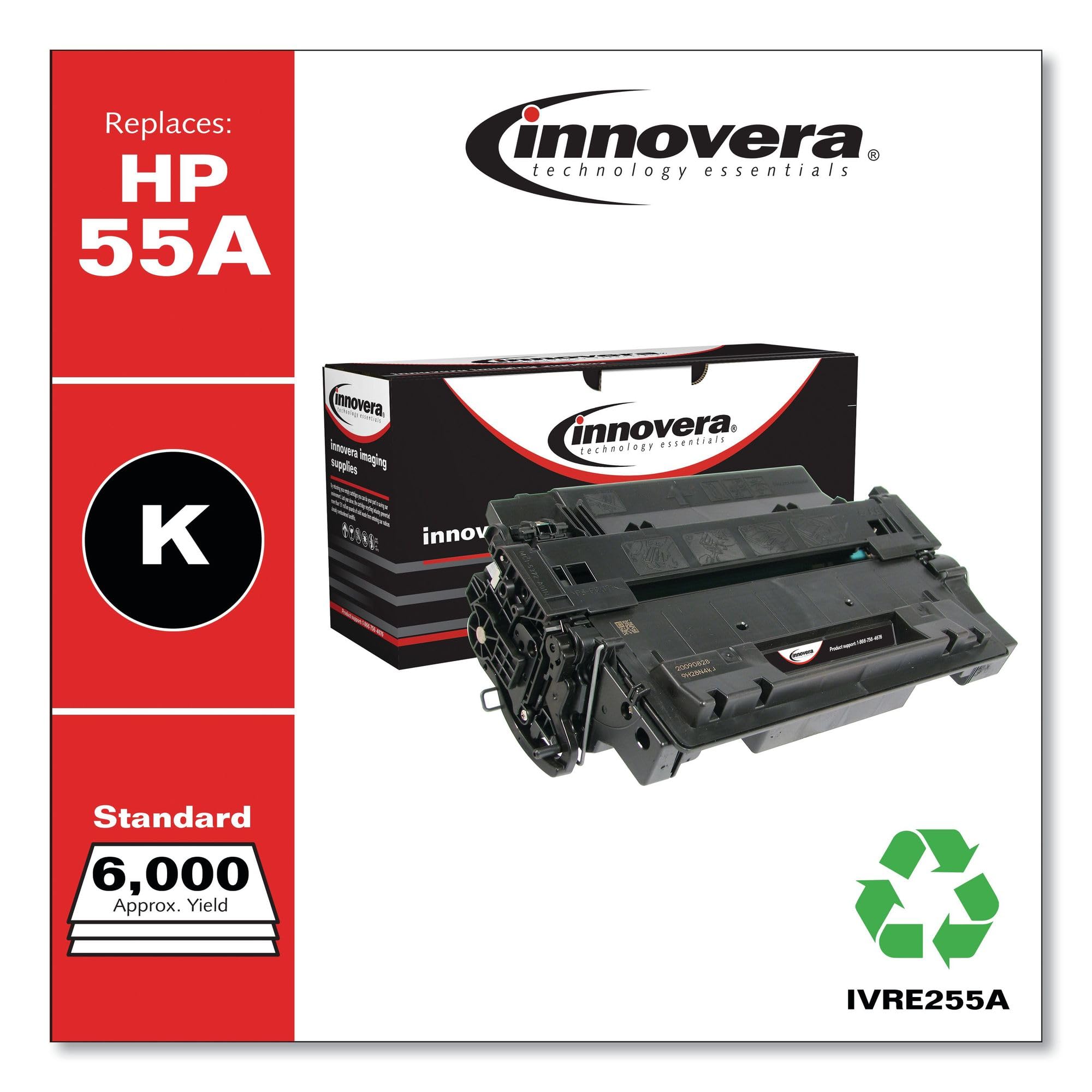 Innovera Remanufactured Black Toner, Replacement For 55A (Ce255A), 6,000 Page Yield