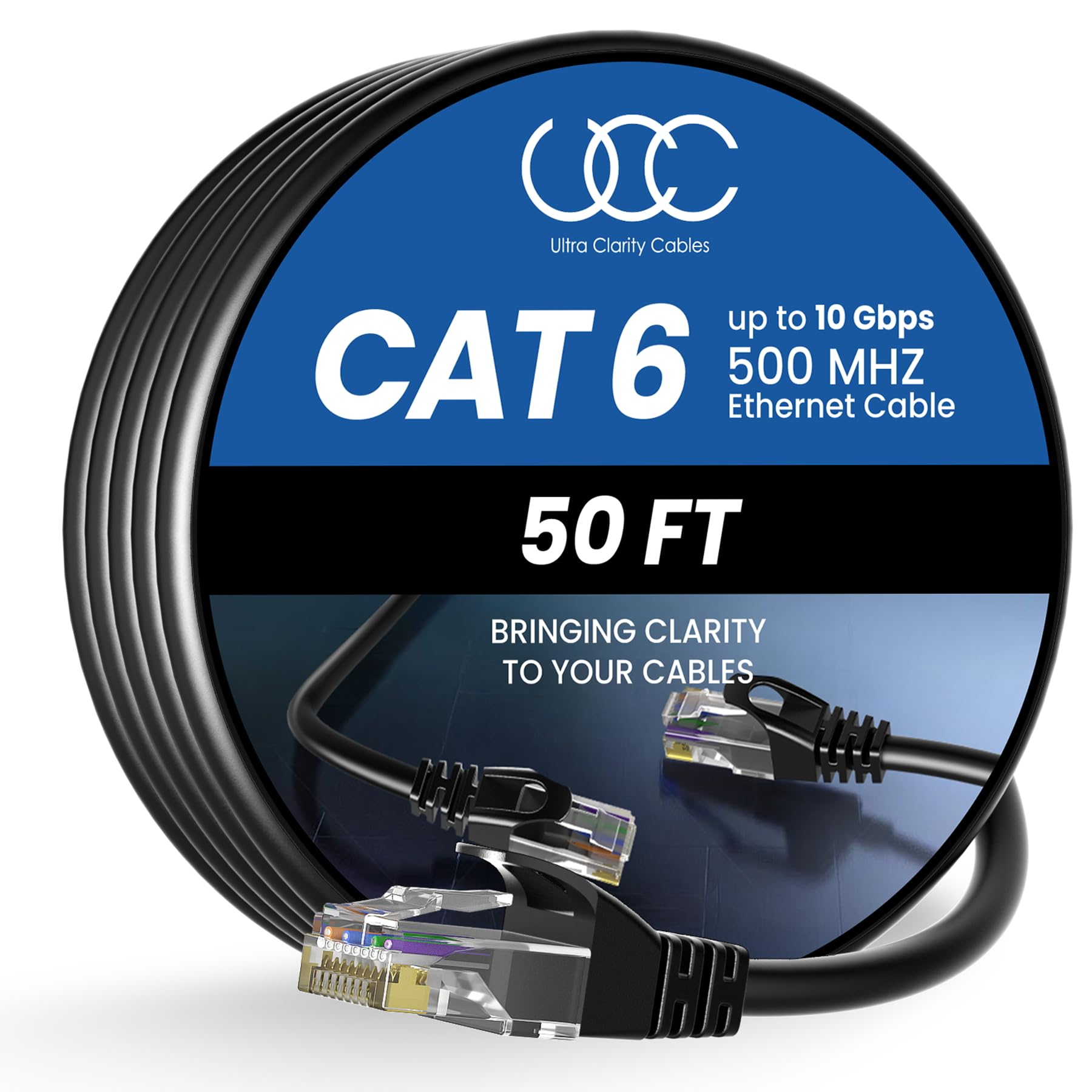 Ultra Clarity Cables Cat6 50 Ft Ethernet Cable, Rj45, Lan, Utp, Cat 6, Network, Patch, Internet Cable   50 Feet