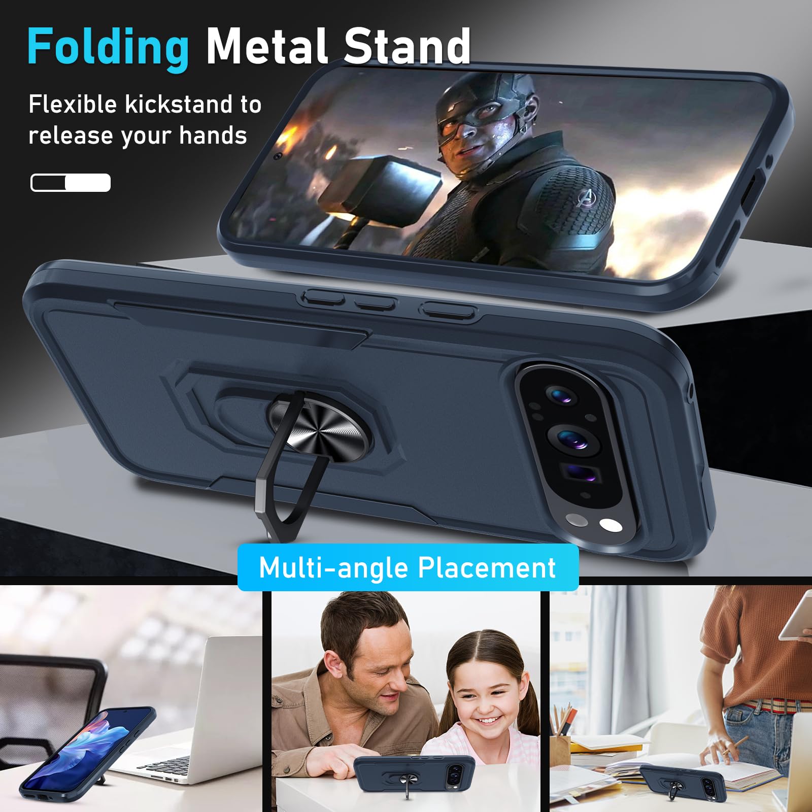 Janmitta For Google Pixel 9 Pro Xl Case With Screen Protector+Camera Lens Protector,Heavy Duty Shockproof Full Body Phone Cover