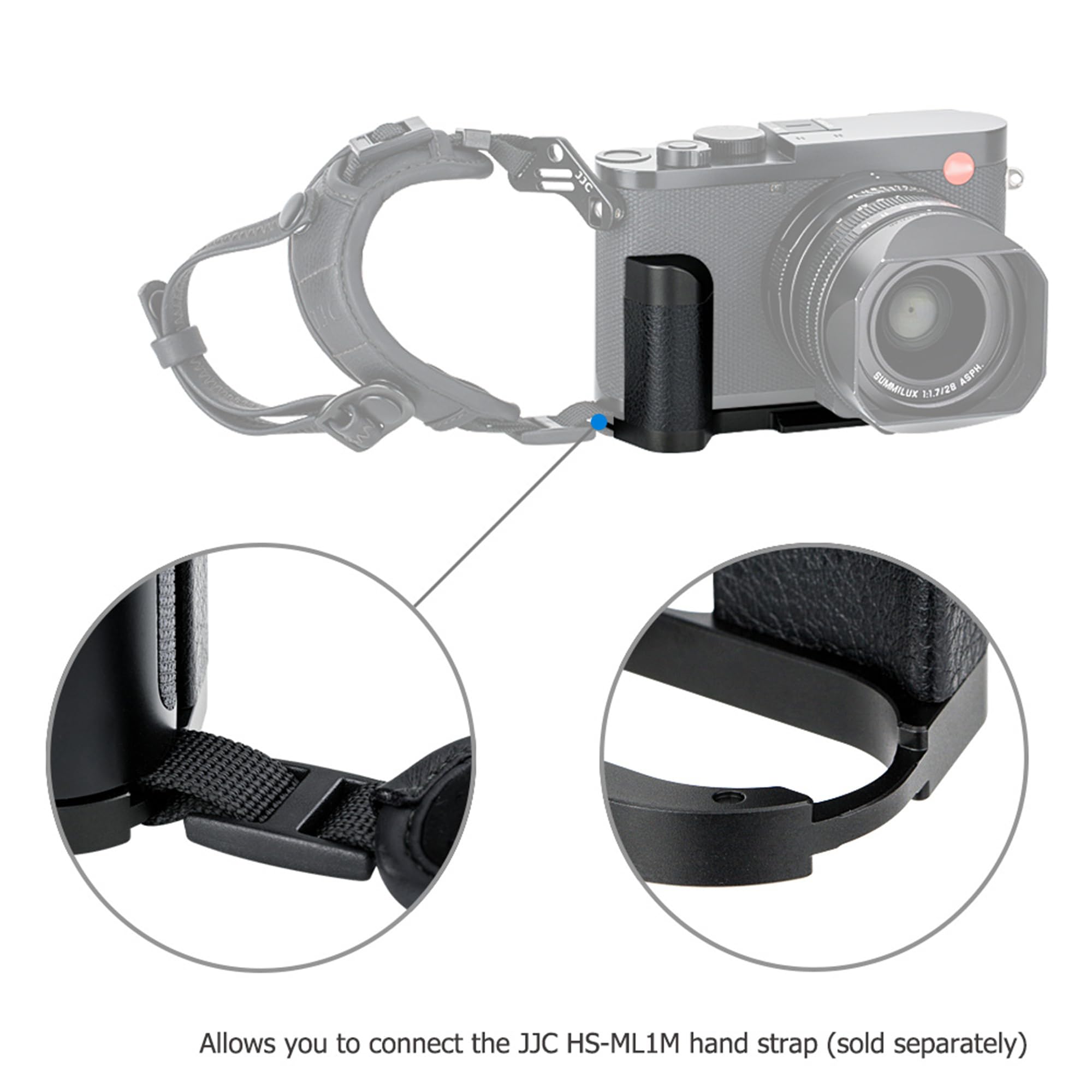 JJC Leica Q2 Camera Hand Grip Anti-Slip Aluminum Black Arca Swiss Quick Release Tripod Mount