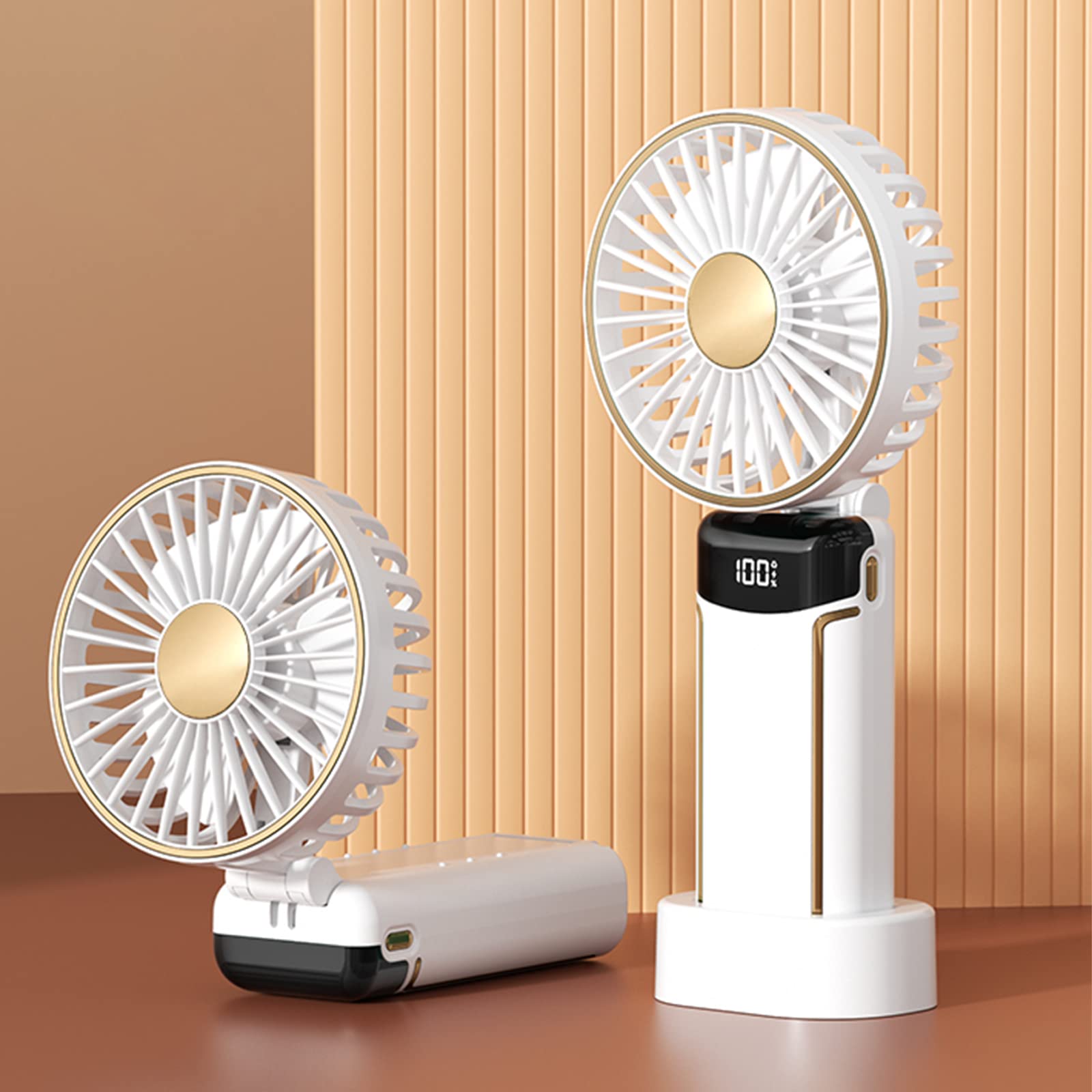 Roloxye Portable Fan Handheld Fan, 6000Mah 180 Foldable Multi Function Fan, 5 Speeds, Digital Display, Ultra Quite, Up To 16H Lo