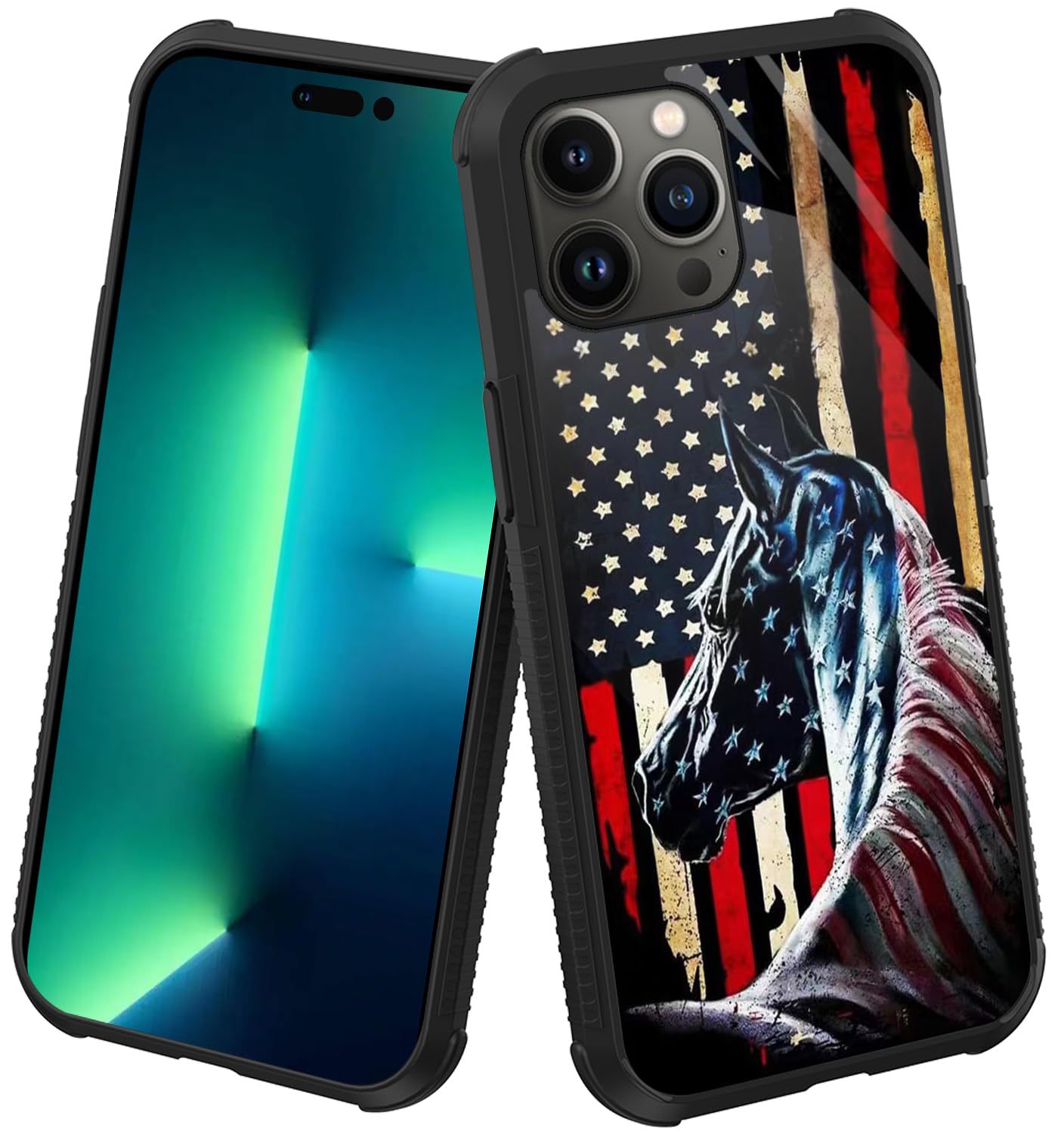 Zhuxuxitt Case For Iphone 15 Pro Case,Flag Horse Case For Iphone 15 Pro Design For Men Boys [Anti-Scratch] Non-Slip+Shockproof R