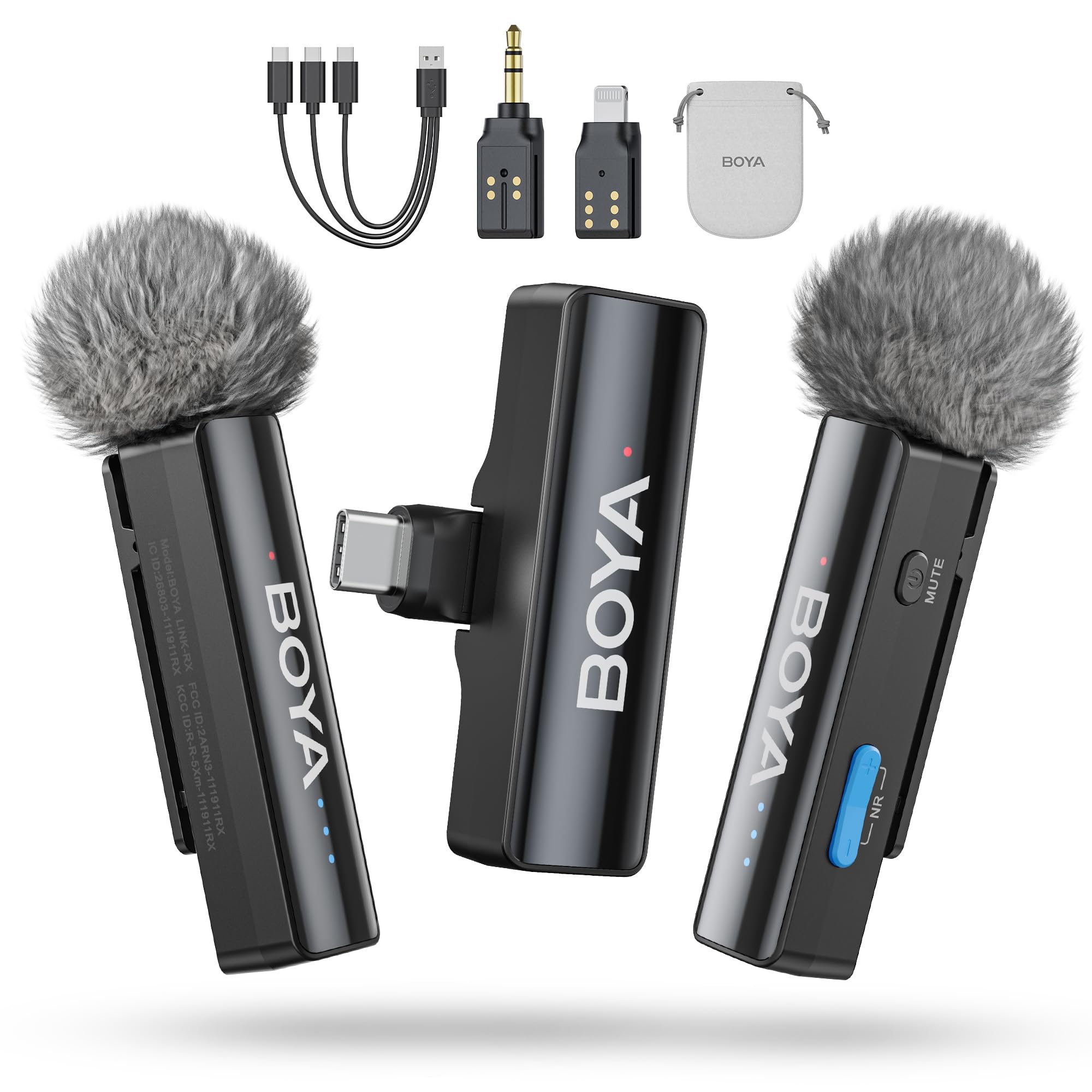 BOYA BOYALINK 2 A2 (2TX+3RX Adapter) Wireless Lavalier Microphone for iPhone Camera Android, Clip on Mic, 48 KHz 24 Bit, 6mm Mic