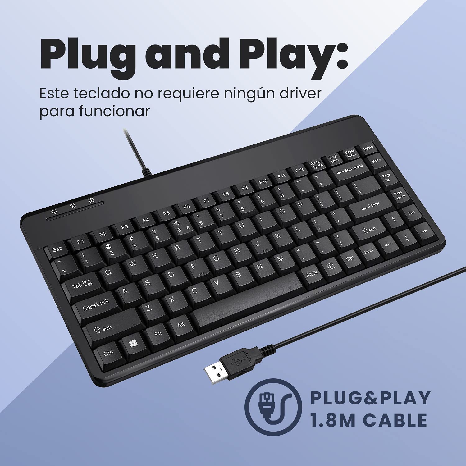 Perixx Periboard 409U Es   Mini Usb Teclado   Negro Brillante   Qwerty Espaol Con  Tecla