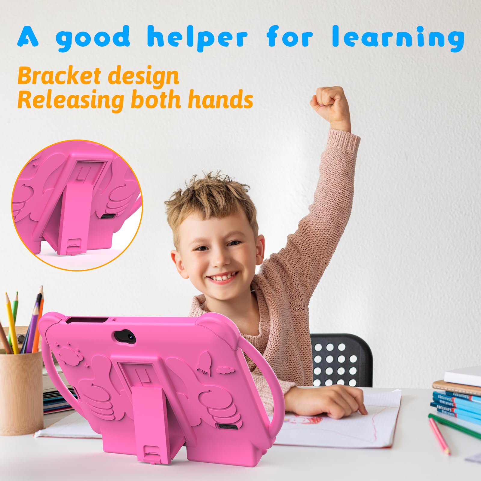 Kids Tablet 7 Inch For Girls, Android 12 Tablets For Kids, 4Gb Ram 32Gb Rom Toddler Tablet, Wifi Bluetooth, Safety Eye Ips Scree