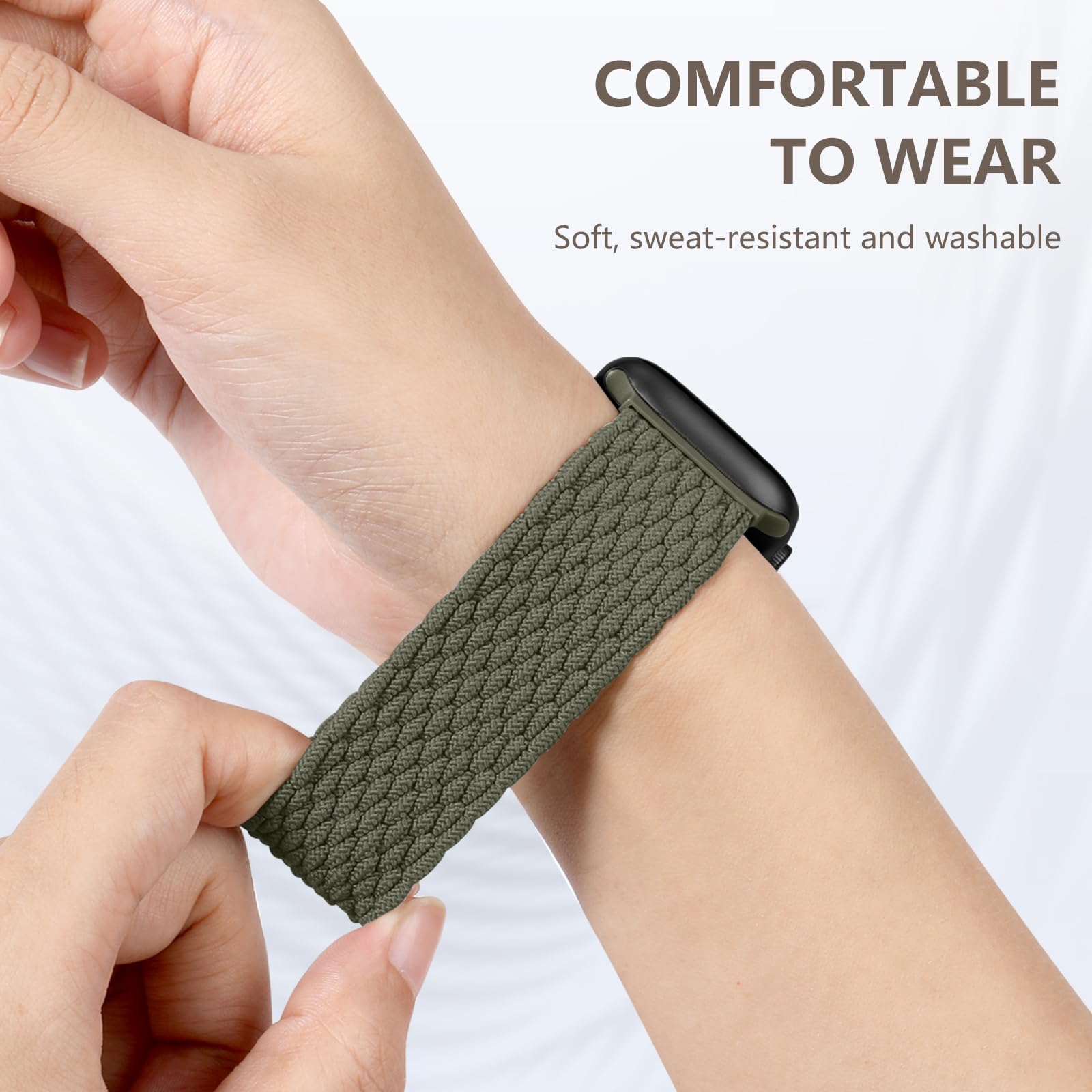 Zedoli Stretchy Nylon Solo Loop Compatible With Apple Watch Band 38Mm 40Mm 41Mm 42Mm Women Men, Soft Breathable Braided Elastic