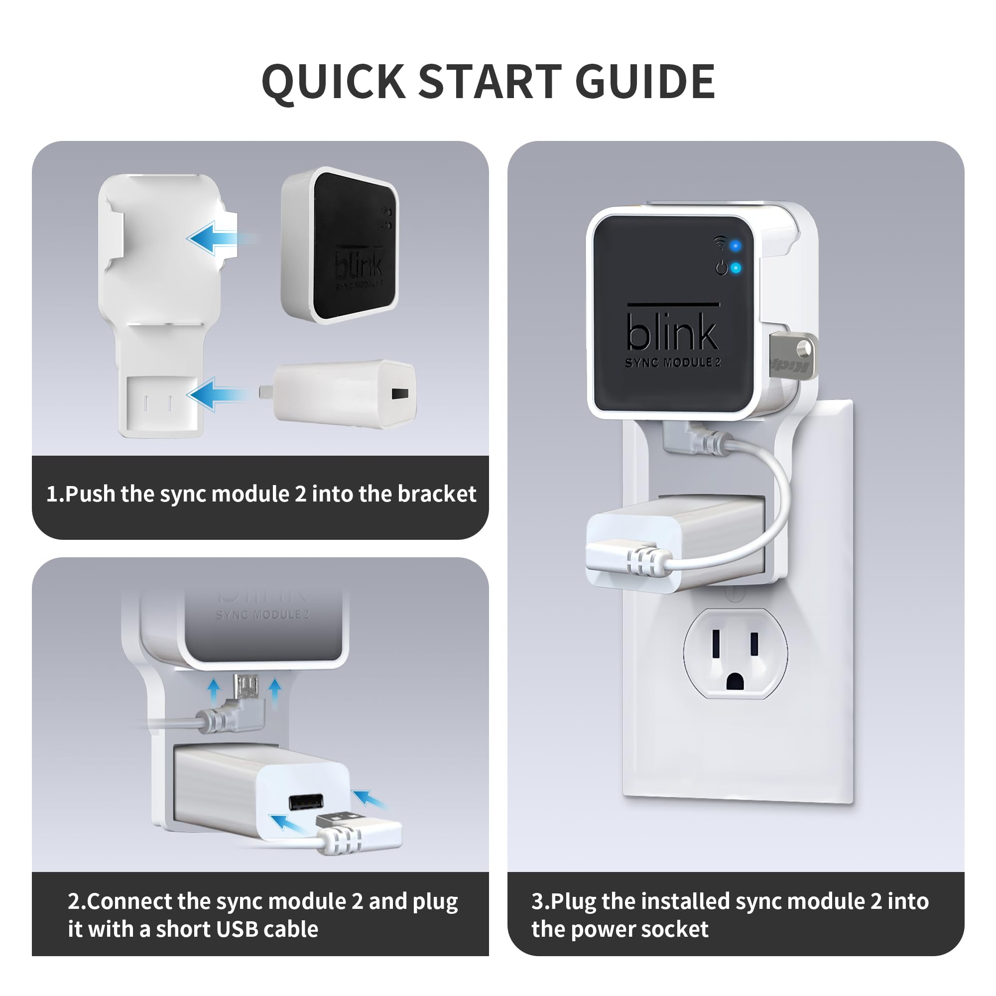 256Gb Usb Flash Drive & Wall Mount For Blink Sync Module 2 With Short Cable   Declutter, Save Space, And Effortlessly Enhance Se