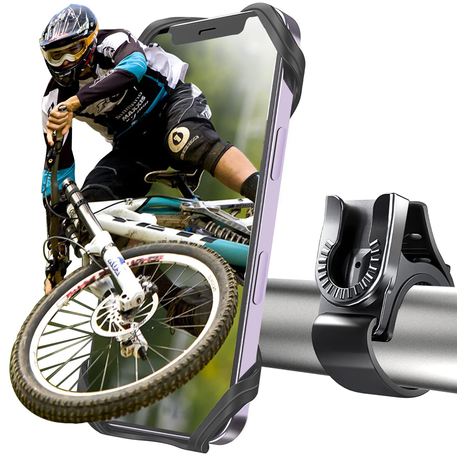 Oribox Detachable Bike Phone Holder, Universal Bicycle Motorcycle Cell Phone Mount, 360    Rotatable Adjustable Bike Phone Mount
