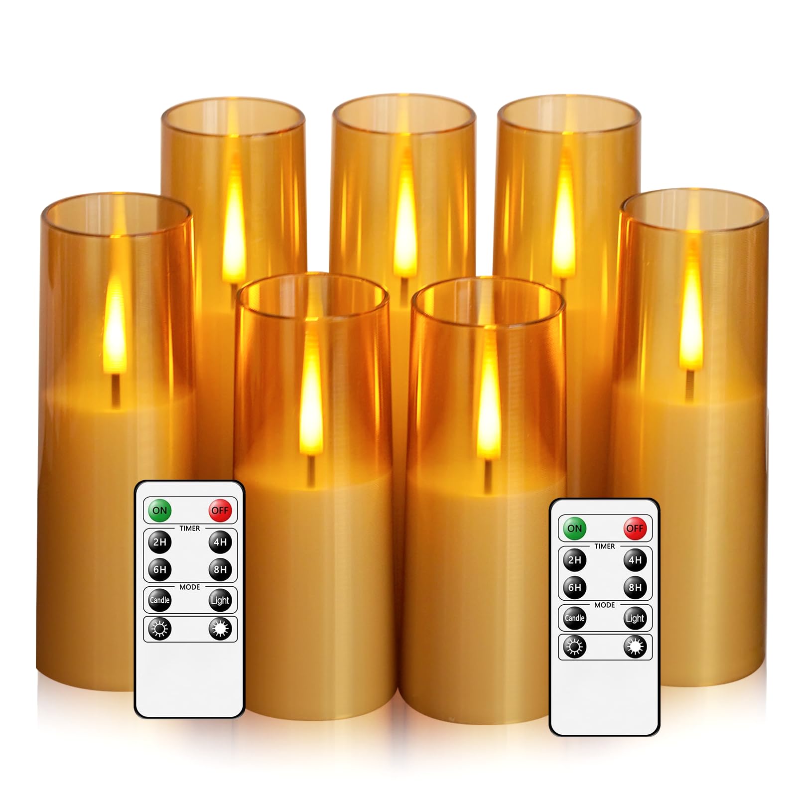 Nimiko Flickering Flameless Candles 7Pcs Upgraded Realistic Dancing Flame Battery Operated Candles,Led Candles With Remote And T
