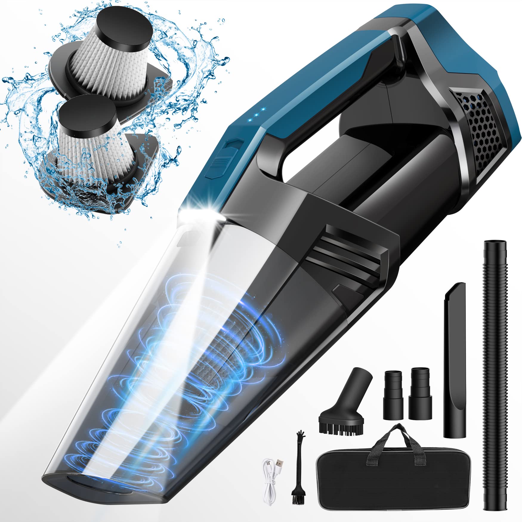 Blestan Cordless Car Vacuum Lightweight High Power Handheld Vacuum Cleaner with LED Light, Hand Vacuum for Car Home Office and P