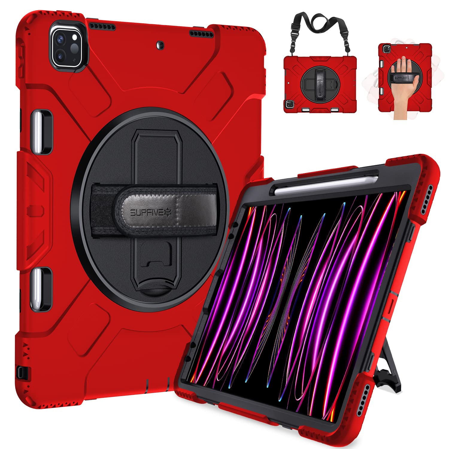 Supfives Case For Ipad Pro 12.9 2022 6Th Generation: Upgraded Military Grade Three Layer Heavy Duty Cover For Pro 12.9 5Th Gen 2