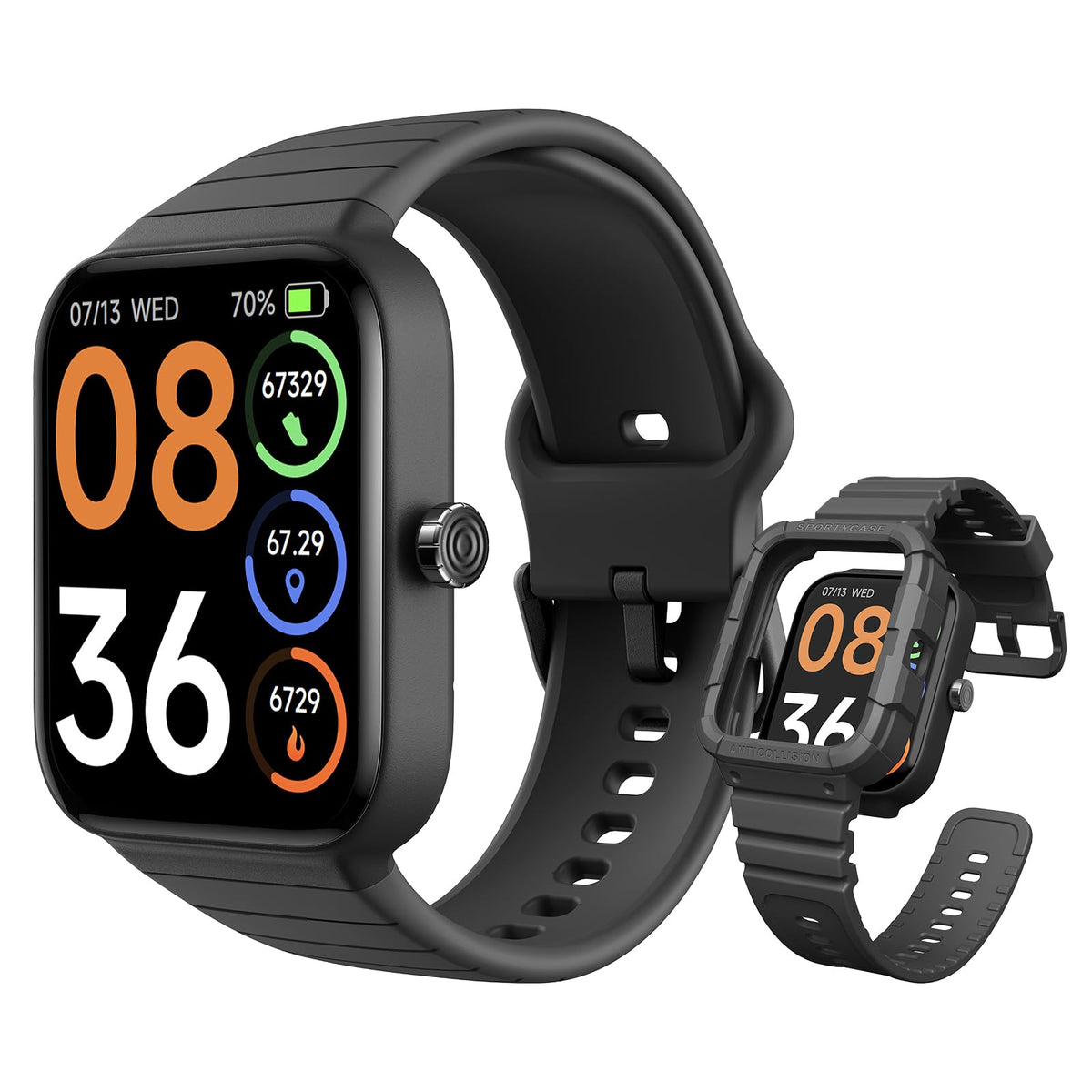 Skg Smart Watch For Men Women (Answer/Make Call), Alexa Built In, Extra Black Band, 100+ Sports 1.8'' Fitness Tracker With Heart