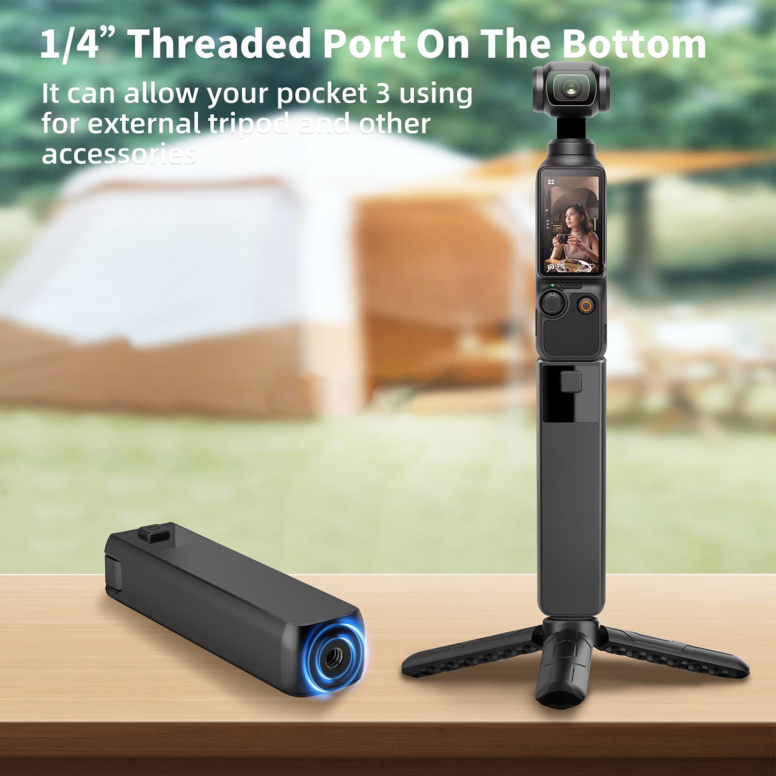 Compatible With Dji Osmo Pocket 3 Battery Handle, 5000Mah Portable Power Handle, 22.5W Fast Charging, Intelligent Power Display,