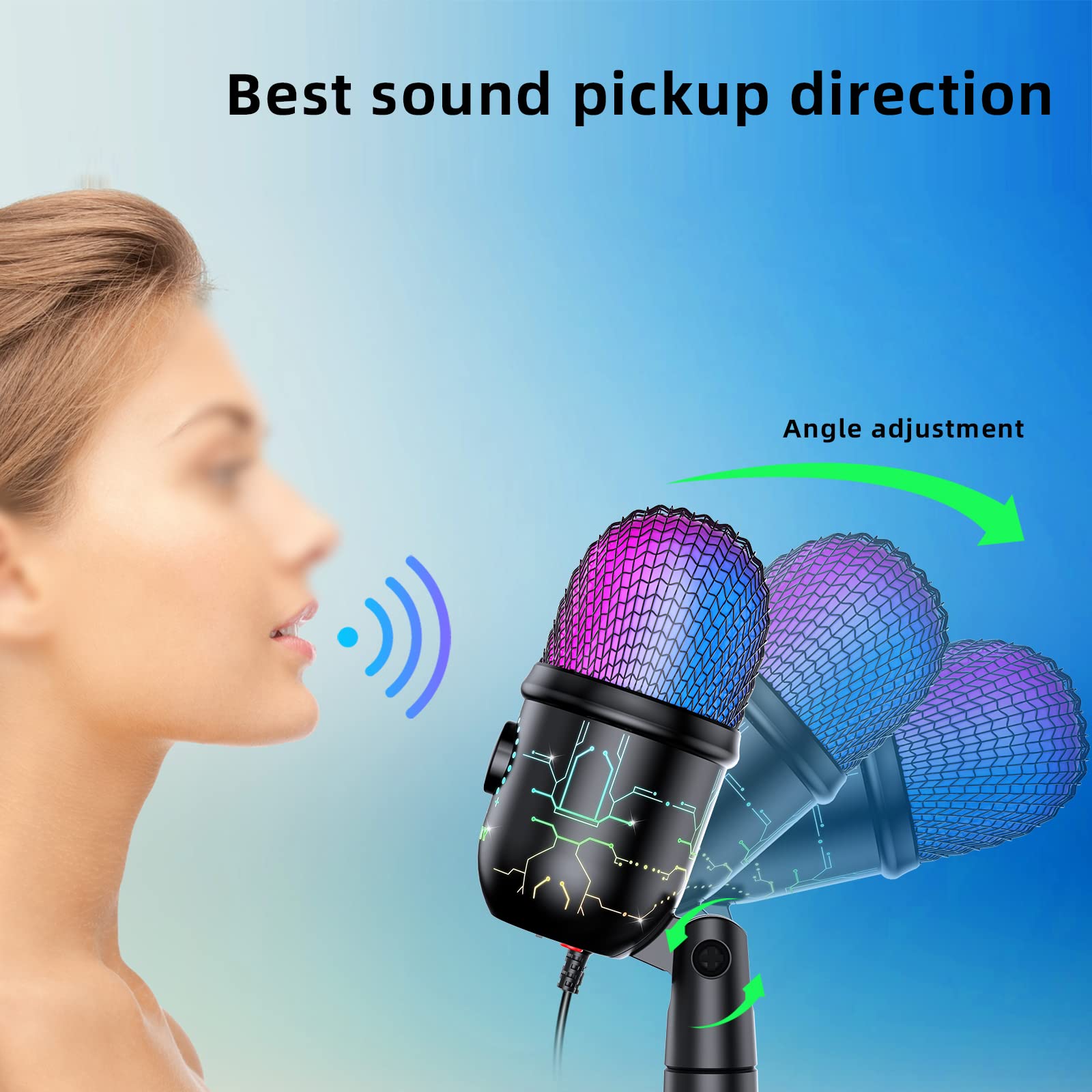 Mrsdy Gaming Microphone, Usb Computer Microphone For Pc, Mac, Ps4/5, Condenser Podcast Mic For Studio Recording, Youtube, Stream