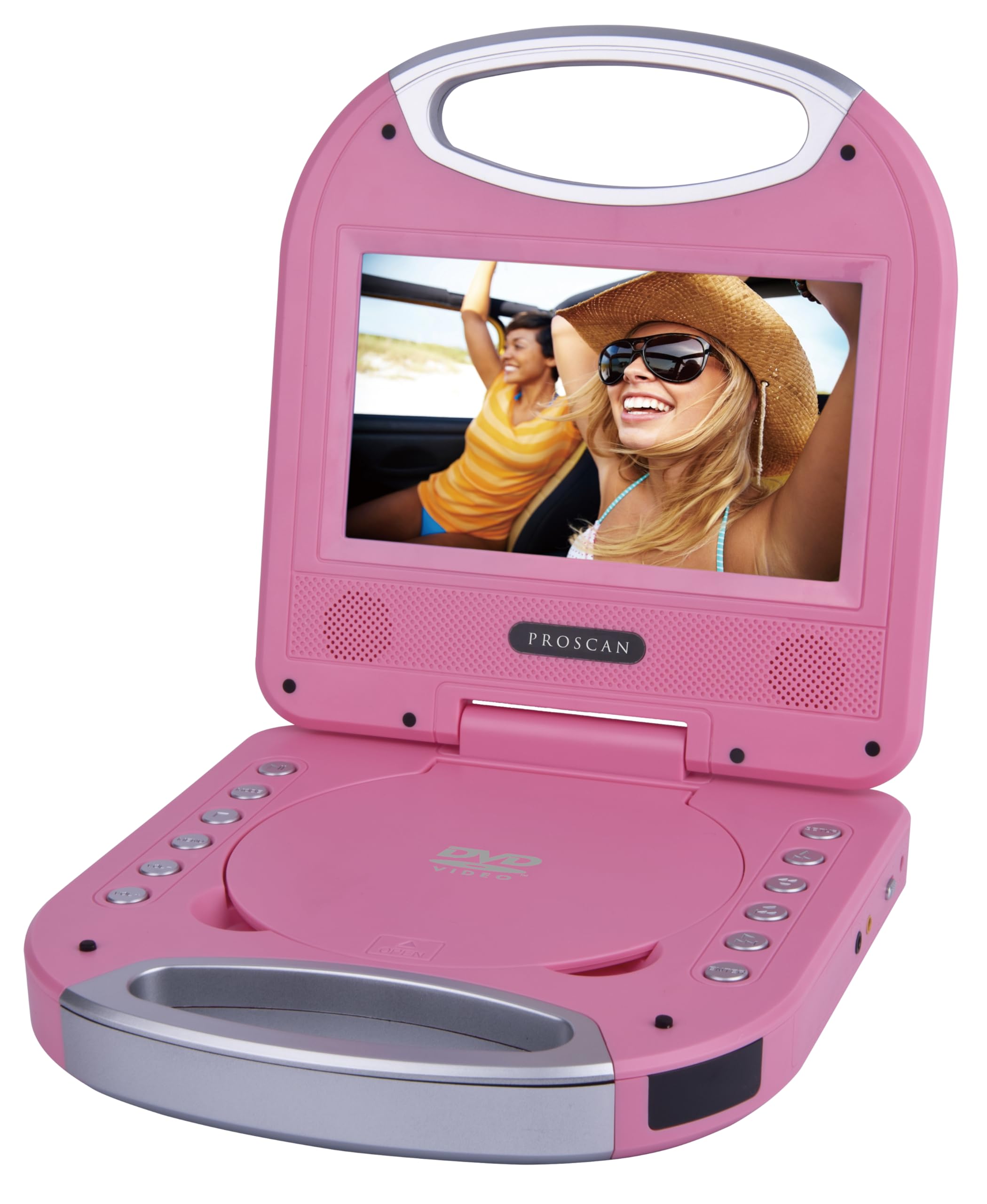 Sylvania Sdvd7049 7 Inch Portable Dvd Player With Handle, Fully Compatible With Dvd, Cd, Mp3   Pink