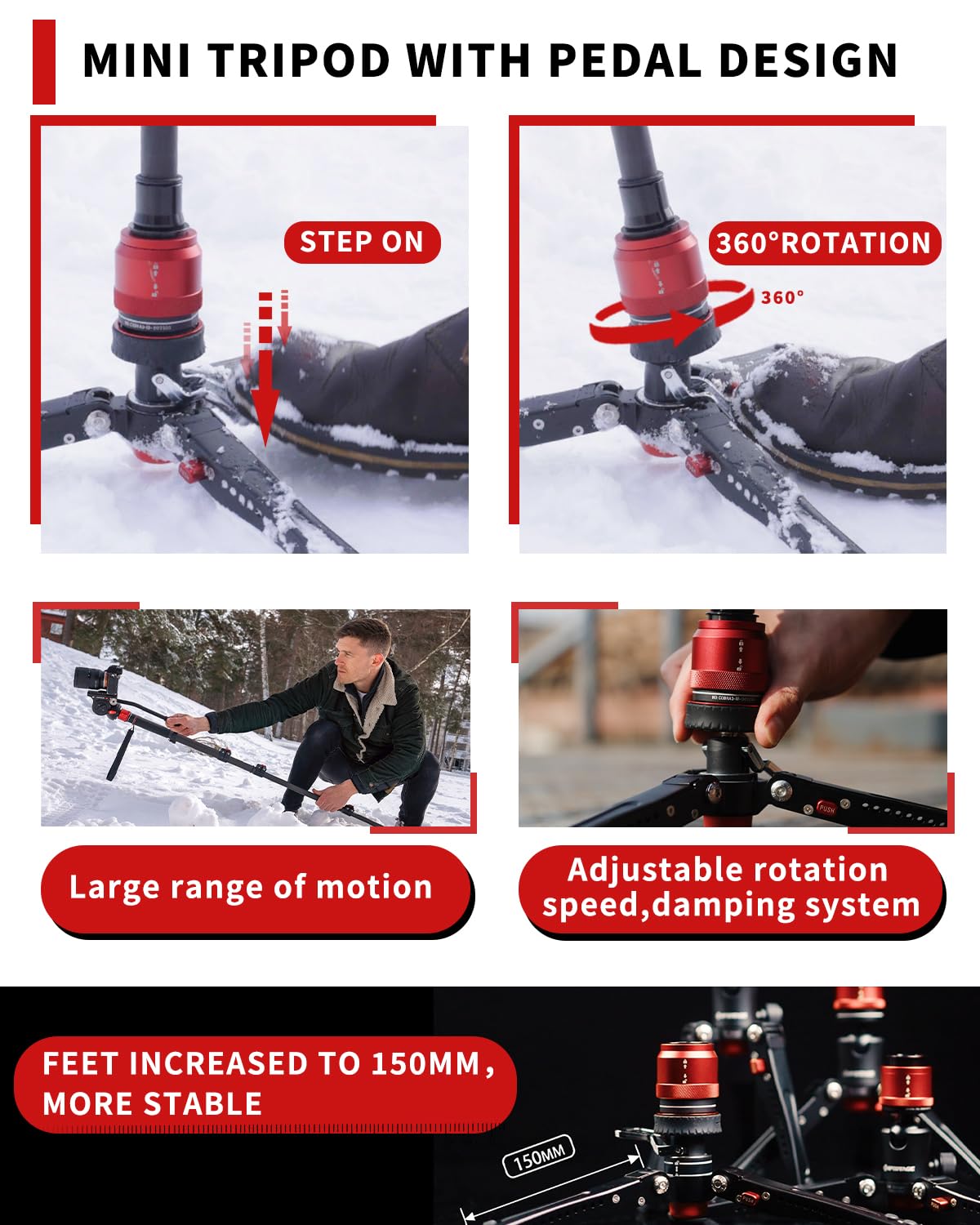Ifootage 71   Carbon Fiber Monopod With Feet Cobra 3 Monopod C180F P,Pedal Base Tripod Cb3 Base P Low Profile,For Sony,Nikon,Dsl