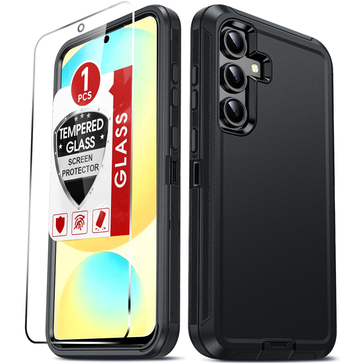 Leyi Compatible For S24-Fe Case, Samsung Galaxy S24-Fe Case: 1Pack 24Fe Cell Phone Screen Protector, Rugged Cover, Military Grad