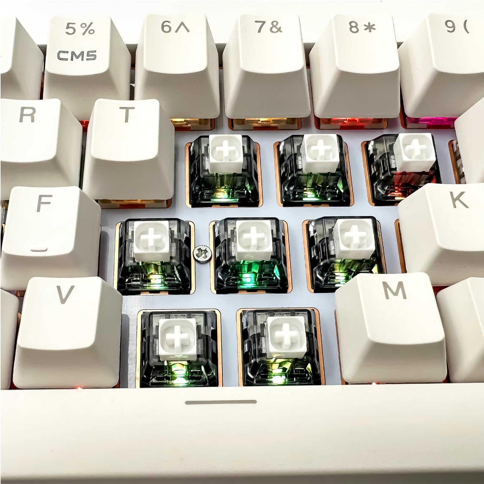 Zjmehty Upgrade Kailh Box White V2 Switches For Mechanical Keyboard,5 Pin 45Gf Clicky/Pre Lubed/Dust&Waterproof Switches(90Pcs,B