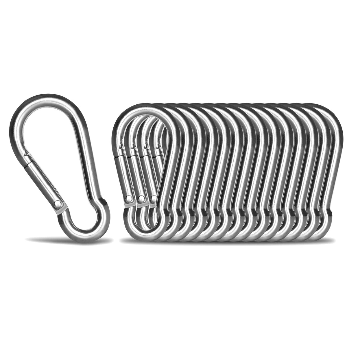 Kinklink 15 Pack 304 Stainless Steel Carabiner Clip, 197 Inch Heavy Duty Spring Snap Hook, Small Caribeener Clips For Outdoor Ca