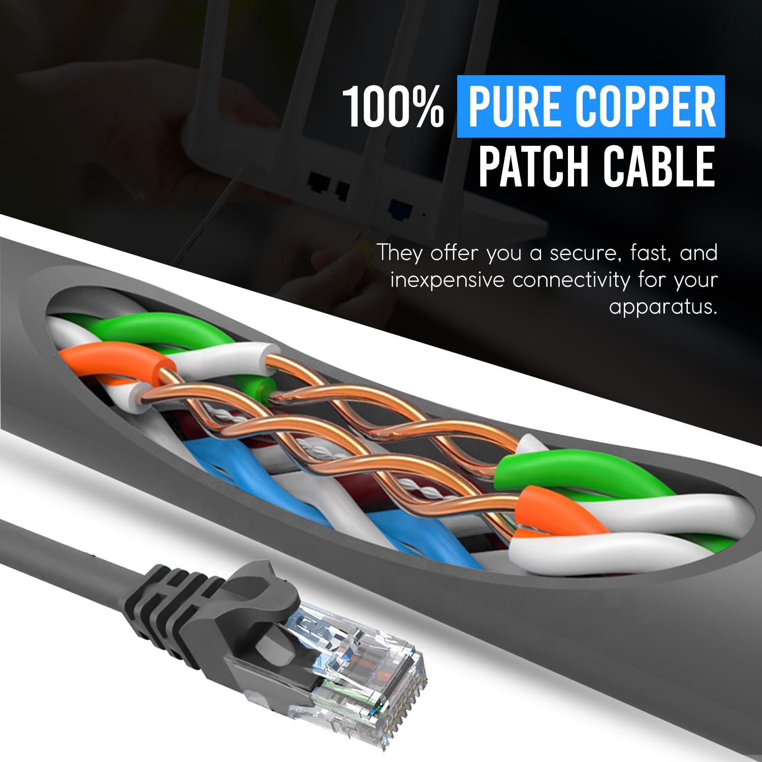 Newyork Cables Cat6 Ethernet Patch Cable 1 Ft (5 Pack), Snagless Cat6 Patch Cables For Data Centers, 10Gbps, 550Mhz Ethernet Cord, Bare Copper Network Patch Cables For Home And Enterprise  Grey