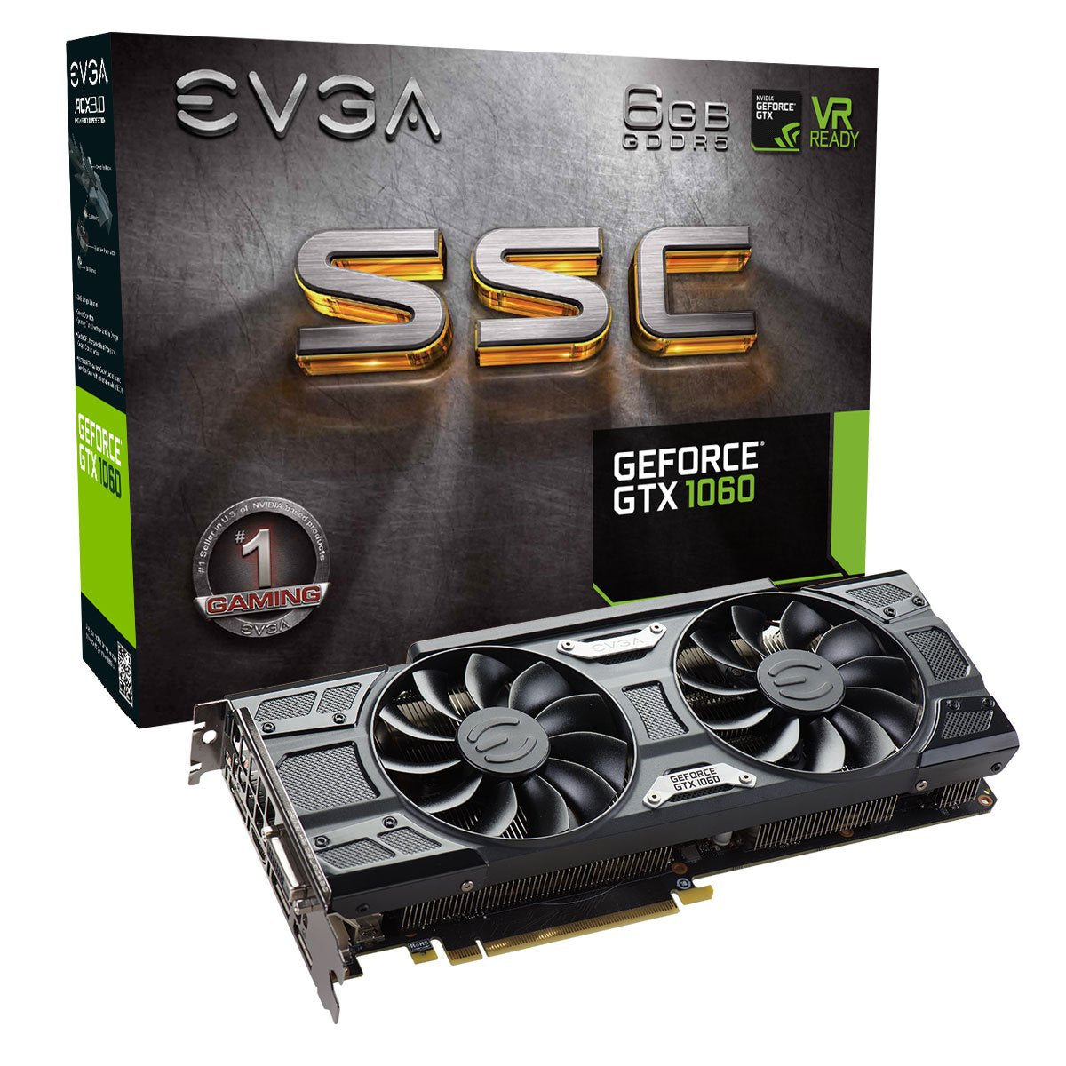 Evga Geforce Gtx 1060 6Gb Ssc Gaming Acx 3.0, 6Gb Gddr5, Led, Dx12 Osd Support (Pxoc) Graphics Card 06G P4 6267 Kr