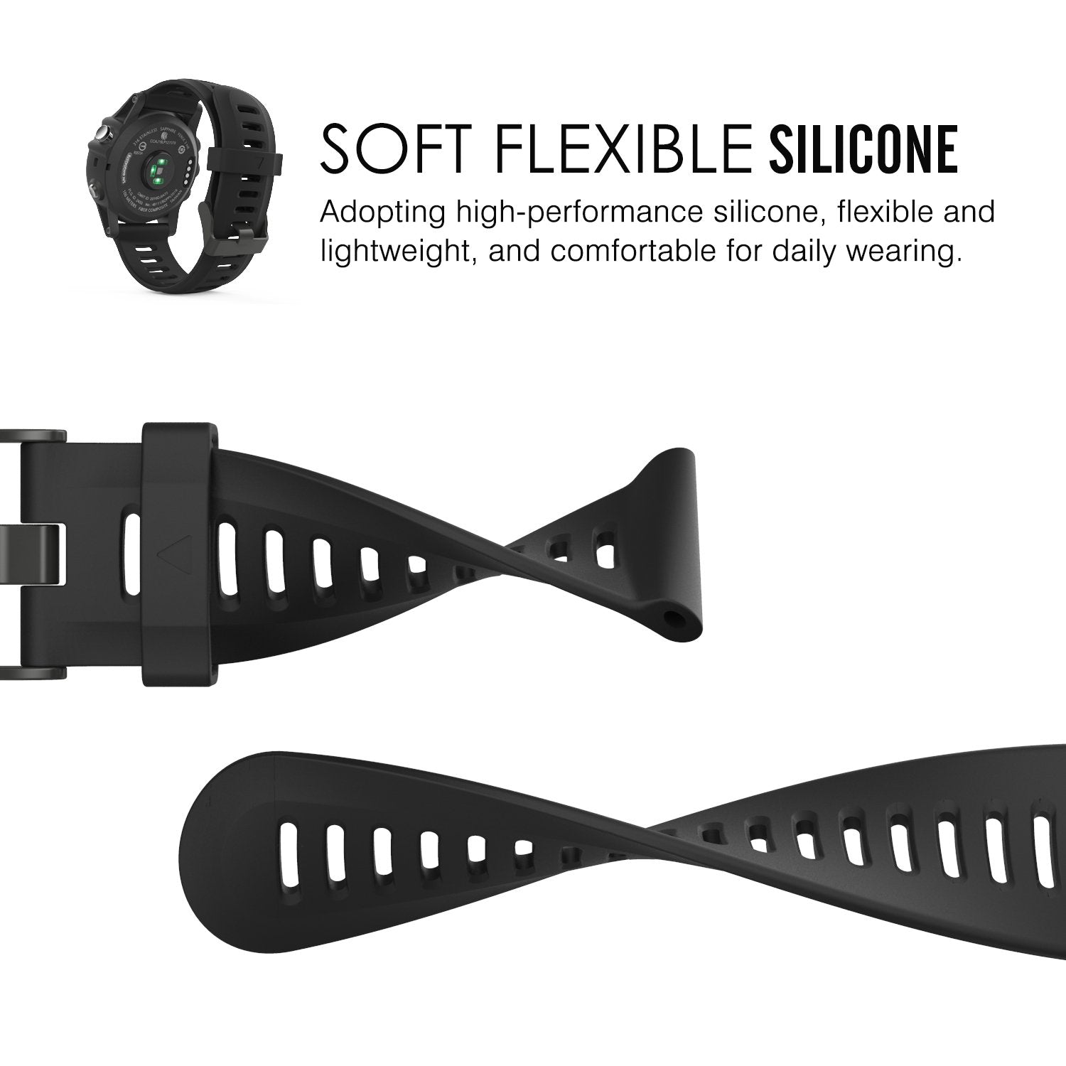 Moko Band Compatible With Garmin Fenix 3/Fenix 5X, [6Pack] Soft Silicone Replacement Watch Band For Garmin Fenix 3/Fenix 3 Hr/Fe