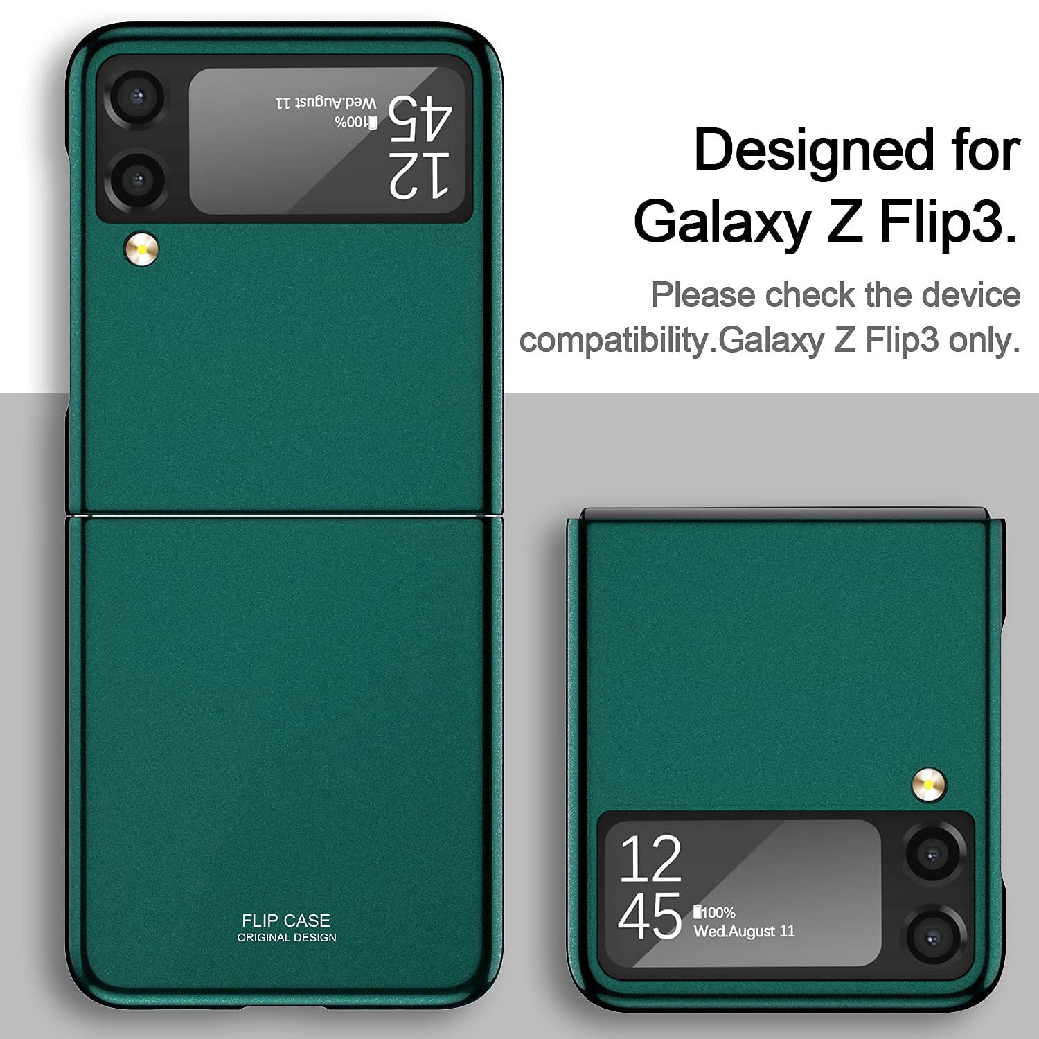 Cenmaso Designed For Samsung Galaxy Z Flip 3 Case, [Slim Fit] Mirror Hard Polycarbonate Anti Drop Bumper Case For Galaxy Z Flip