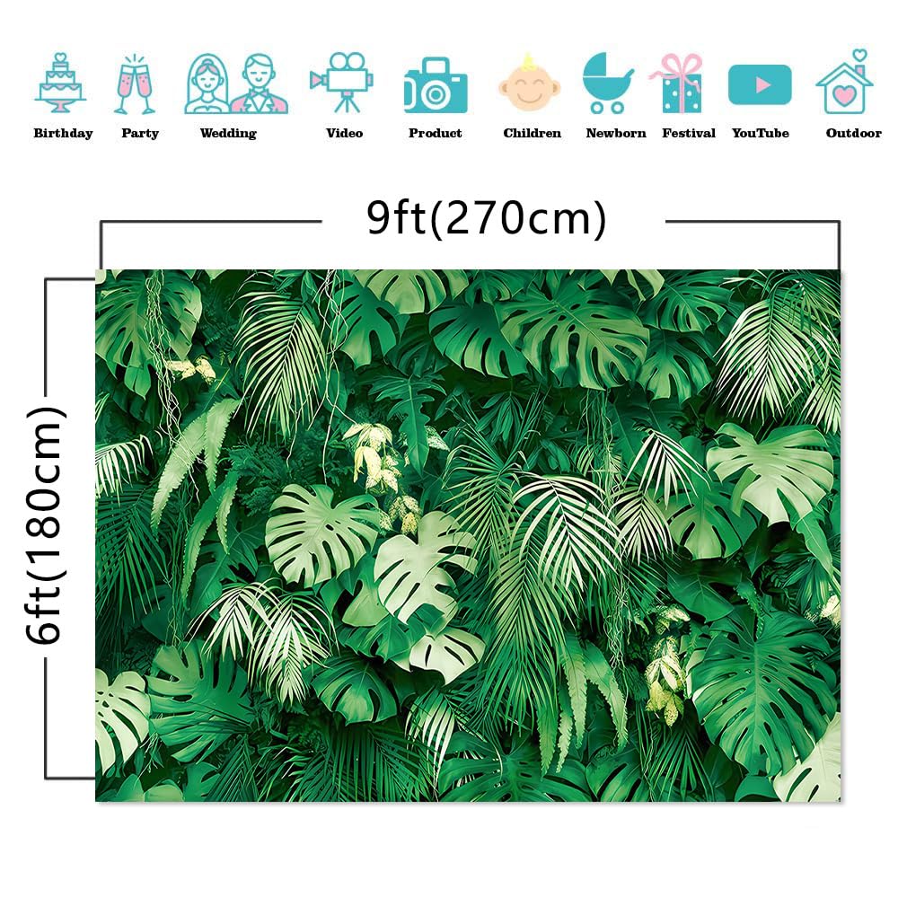 Maqtt 9X6Ft Jungle Palm Wildlife Park Photography Background Baby Shower Friends Party Family Party Decor Photo Backdrop Green T