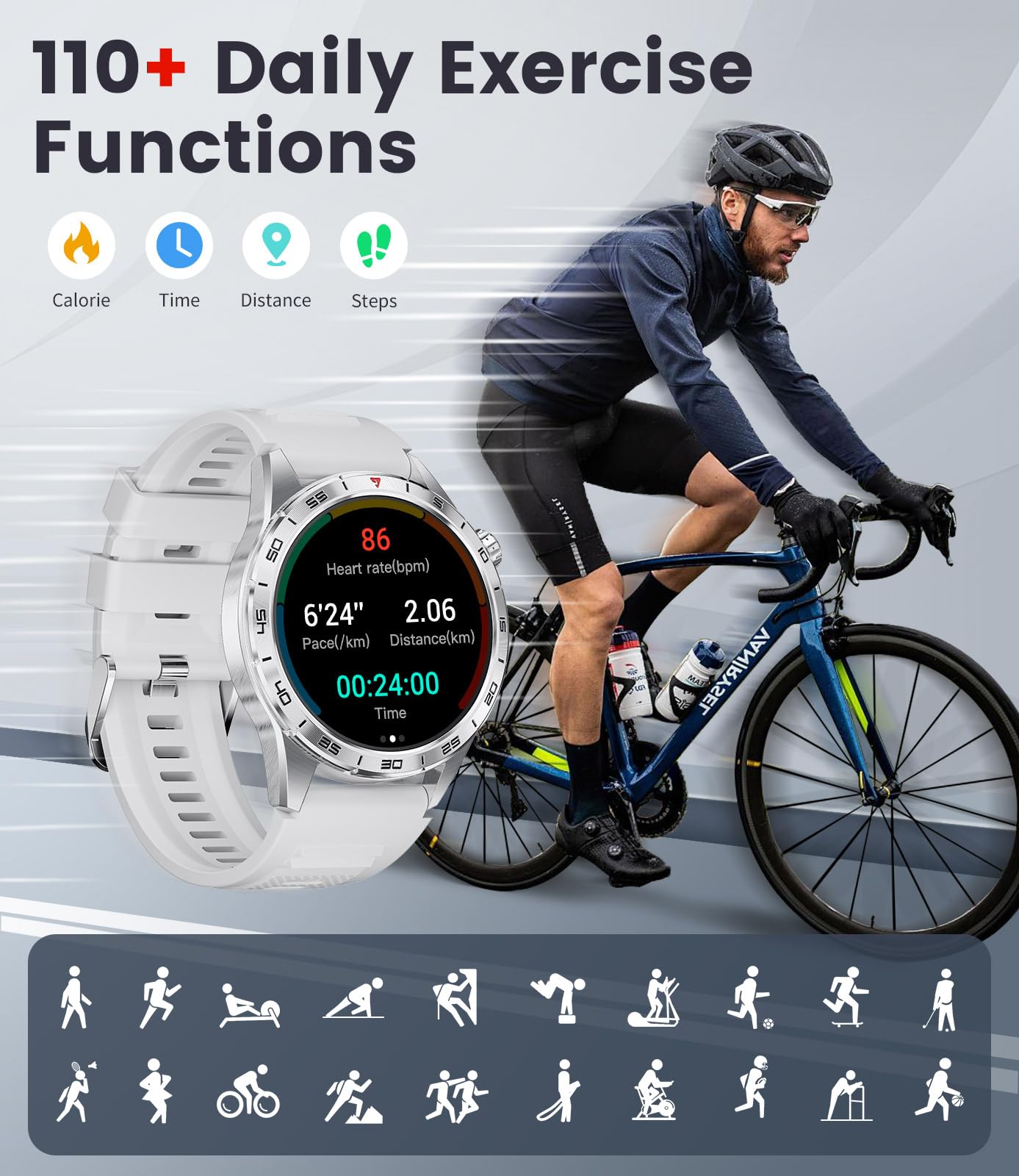 Smart Watches For Men Women, 1.43 '' Bluetooth Call Sports Smart Watch, Waterproof Fitness Tracker With 110+ Sports Modes/Heart