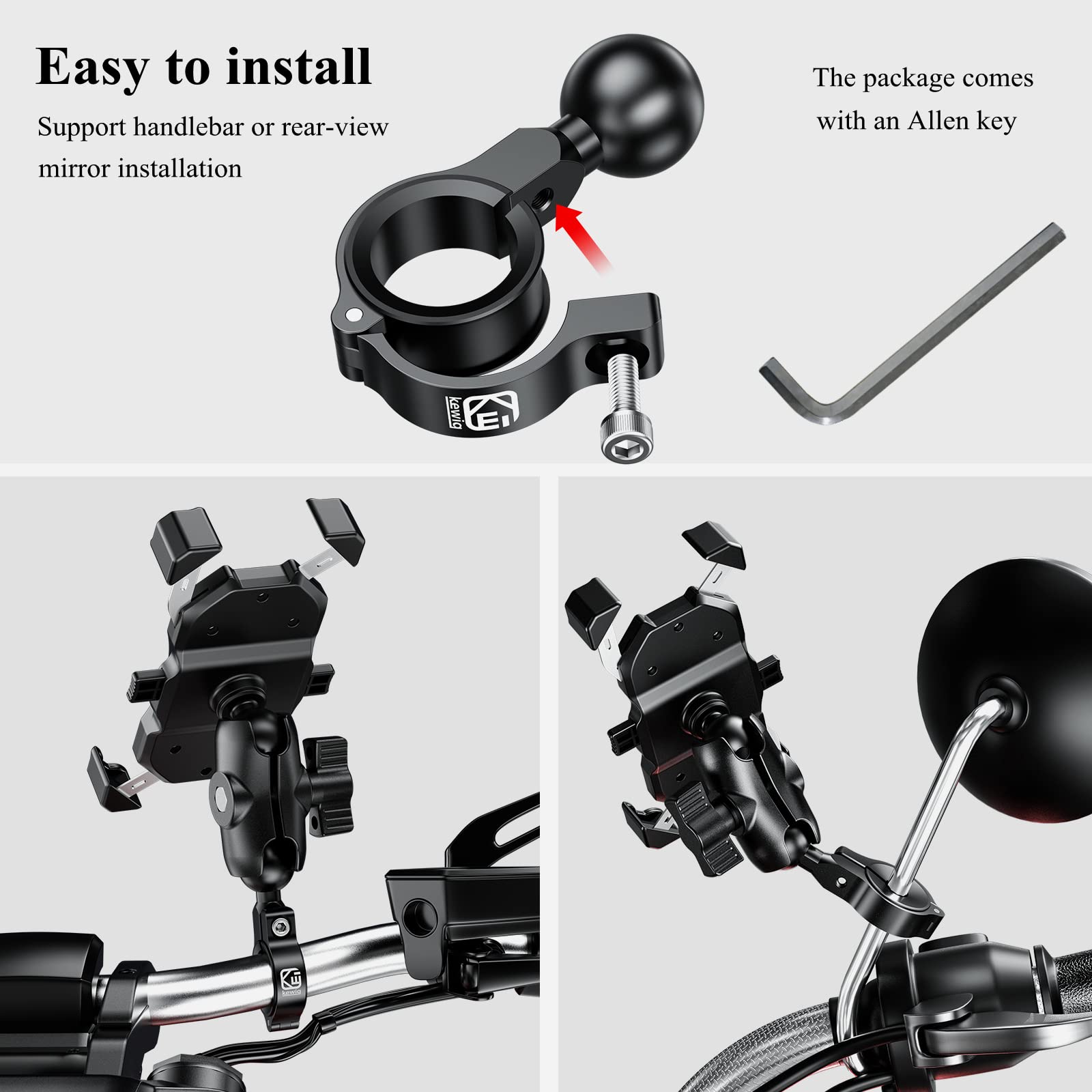 Brcovan 10 Pack, Aluminum Alloy Handlebar Mount Base With 1'' Tpu Ball For Round Rail Diameter 0.5'' 0.87'' 1'' 1.26'', Compatib